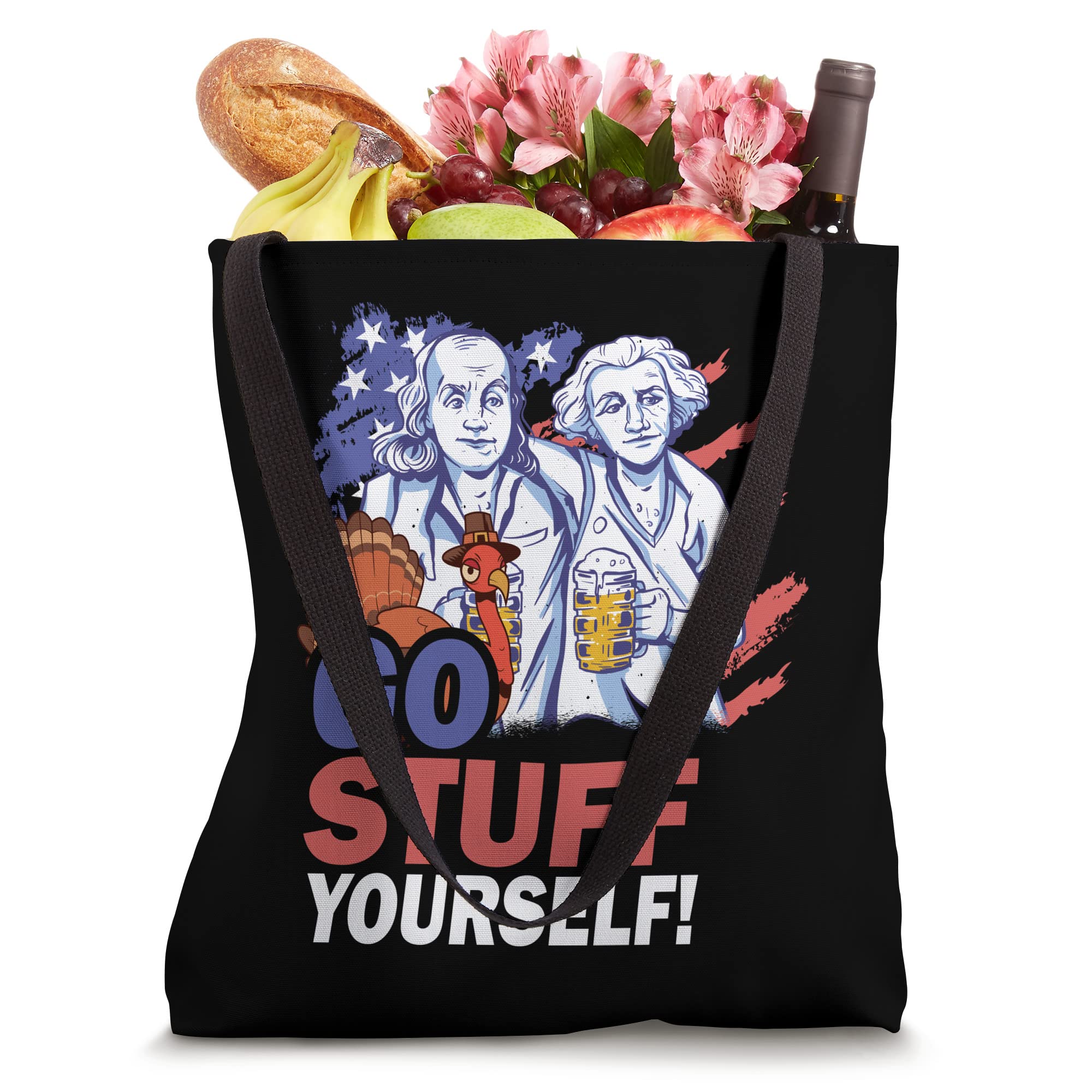 Funny Thanksgiving Tote Bag for Men - 'Go Stuff Yourself' Beer & Turkey Design - Perfect for Holiday Parties, Gifts & Grocery Shopping