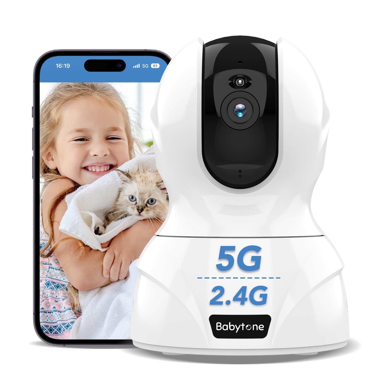 2.4/5GHz 4MP Wireless Indoor Security Camera with Two-Way Audio, Motion Tracking & Alarm - WiFi Pet Camera, Baby Monitor & Nanny Cam - Includes Free 6 Months Cloud Storage & SD Card Support - Perfect for Home Security, Pet Monitoring & Baby Care