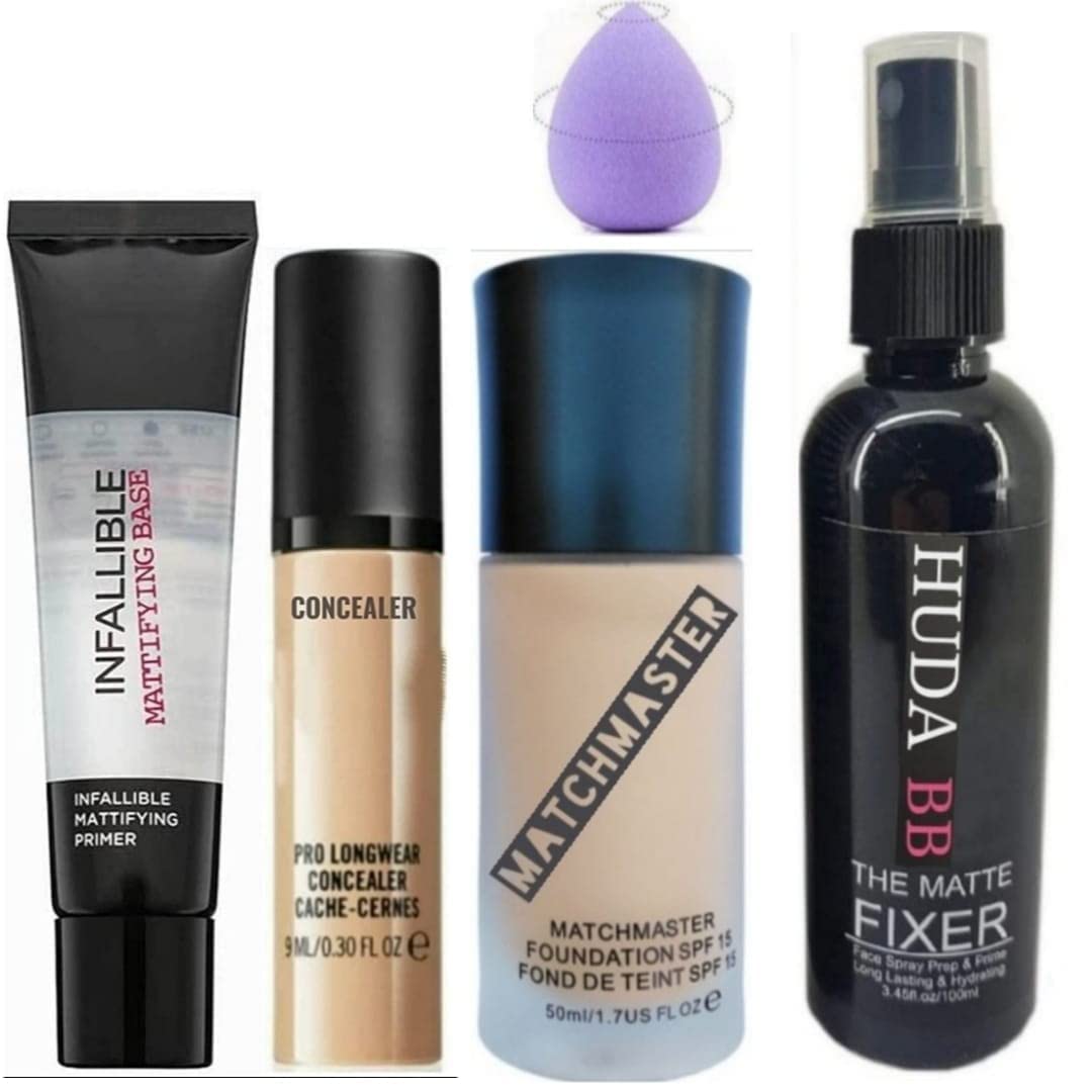 Huda BB Primer & Foundation Set - 5pc with Blender for Flawless Makeup