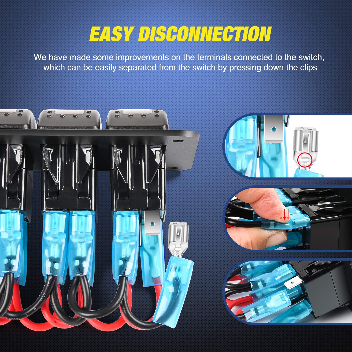 Nilight 90116C 2 Gang Rocker Switch Panel with 4.8A Dual USB Charger & Voltmeter - Waterproof 12V-24V DC Switch with Night Glow Stickers for Cars, Trucks, Boats, RVs (Blue) - Perfect for Off-Roading, Marine & RV Power Management