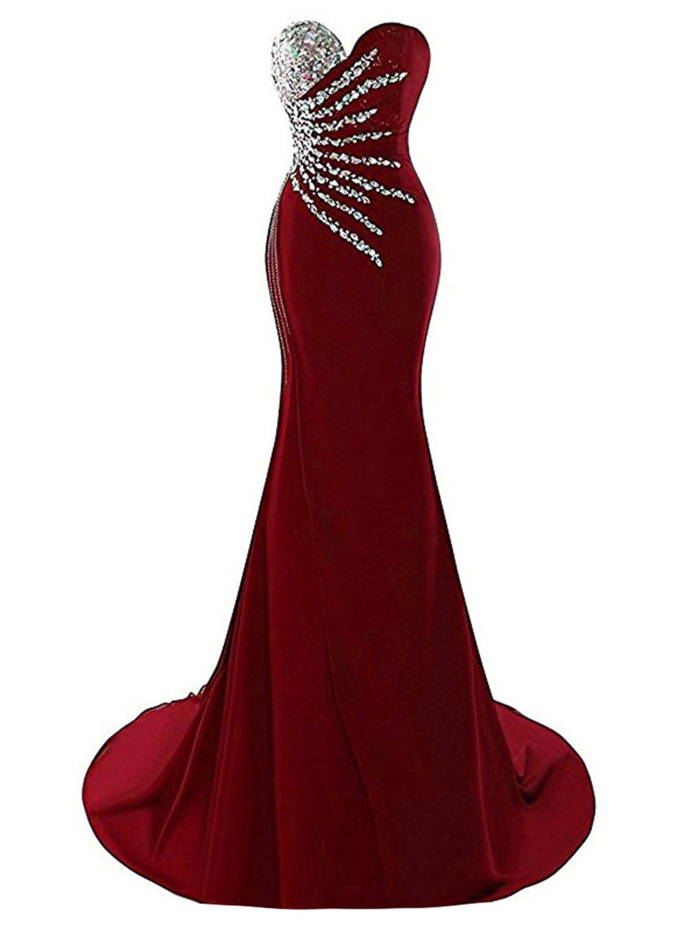 Elegant Burgundy Beaded Chiffon Mermaid Prom Dress for Women - Formal Evening Gown US Size 16 | Perfect for Homecoming, Wedding Guest & Black Tie Events