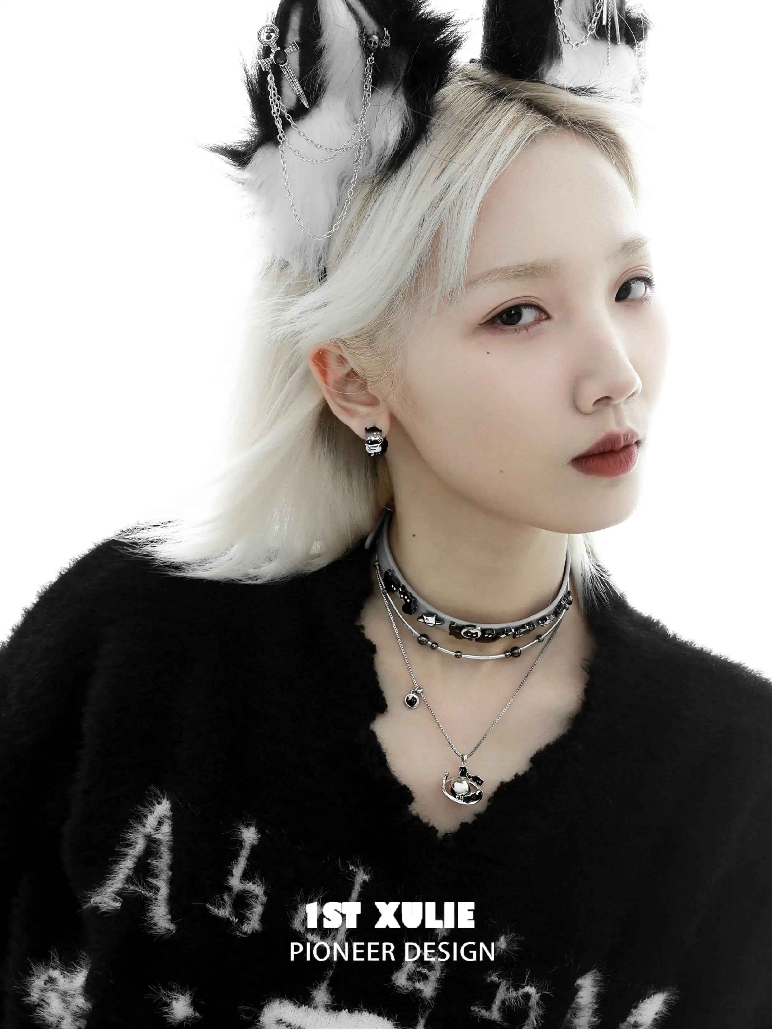 18K Black Gold Plated Ghost Black Cat Pendant Choker Necklace for Women - Gothic Jewelry for Halloween, Cosplay & Everyday Fashion Accessories