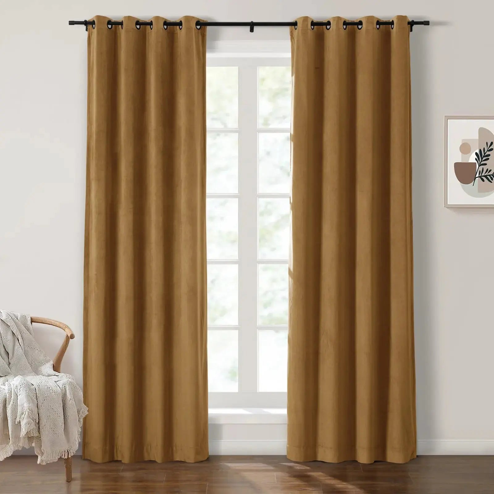 Luxury Velvet Grommet Curtains for Living Room & Bedroom - Blackout Thermal Insulated Drapes - Birkin Style Elegant Window Treatments for Home Decor