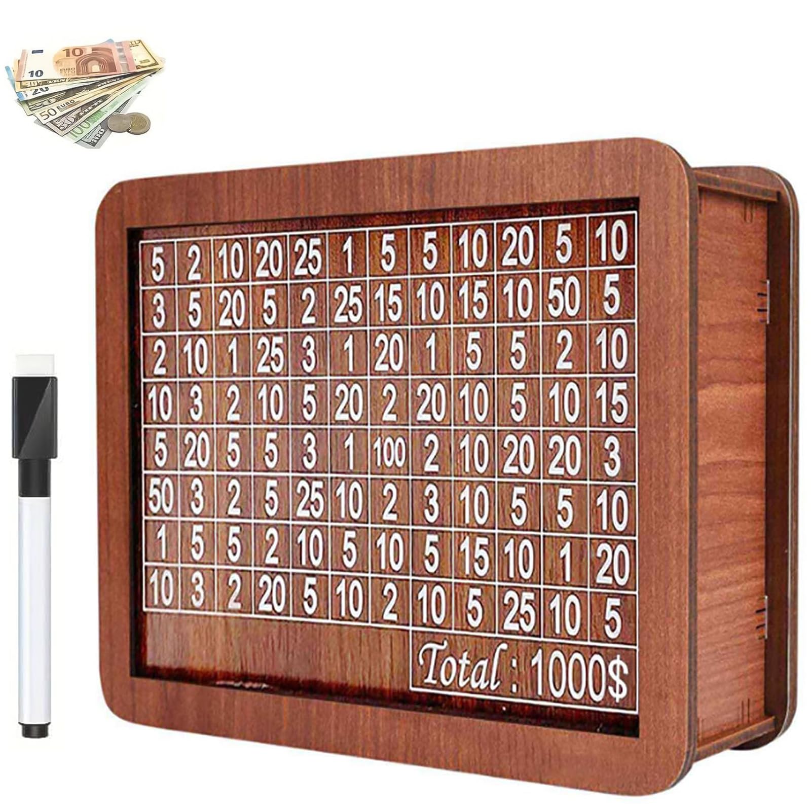 Tenkaybox Wooden Cash Vault - Premium Money Saving Box for $1000 Bills | Secure Cash Storage for Home, Office & Gift Giving | Durable Wooden Savings Box with Lock