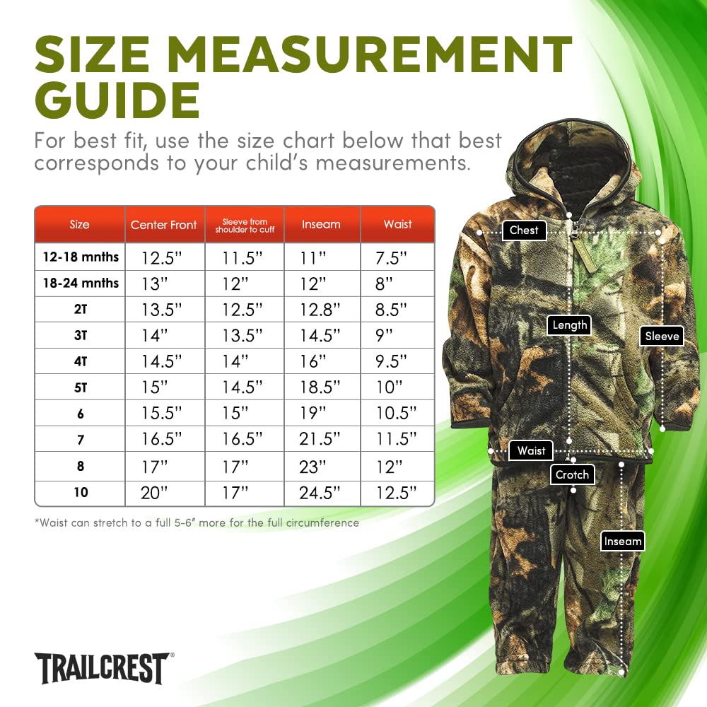 TrailCrest Toddler Camo Fleece Jacket & Pants Set - Warm Winter Outfit for Boys & Girls - Perfect for Outdoor Play, Hiking, and Cold Weather Adventures