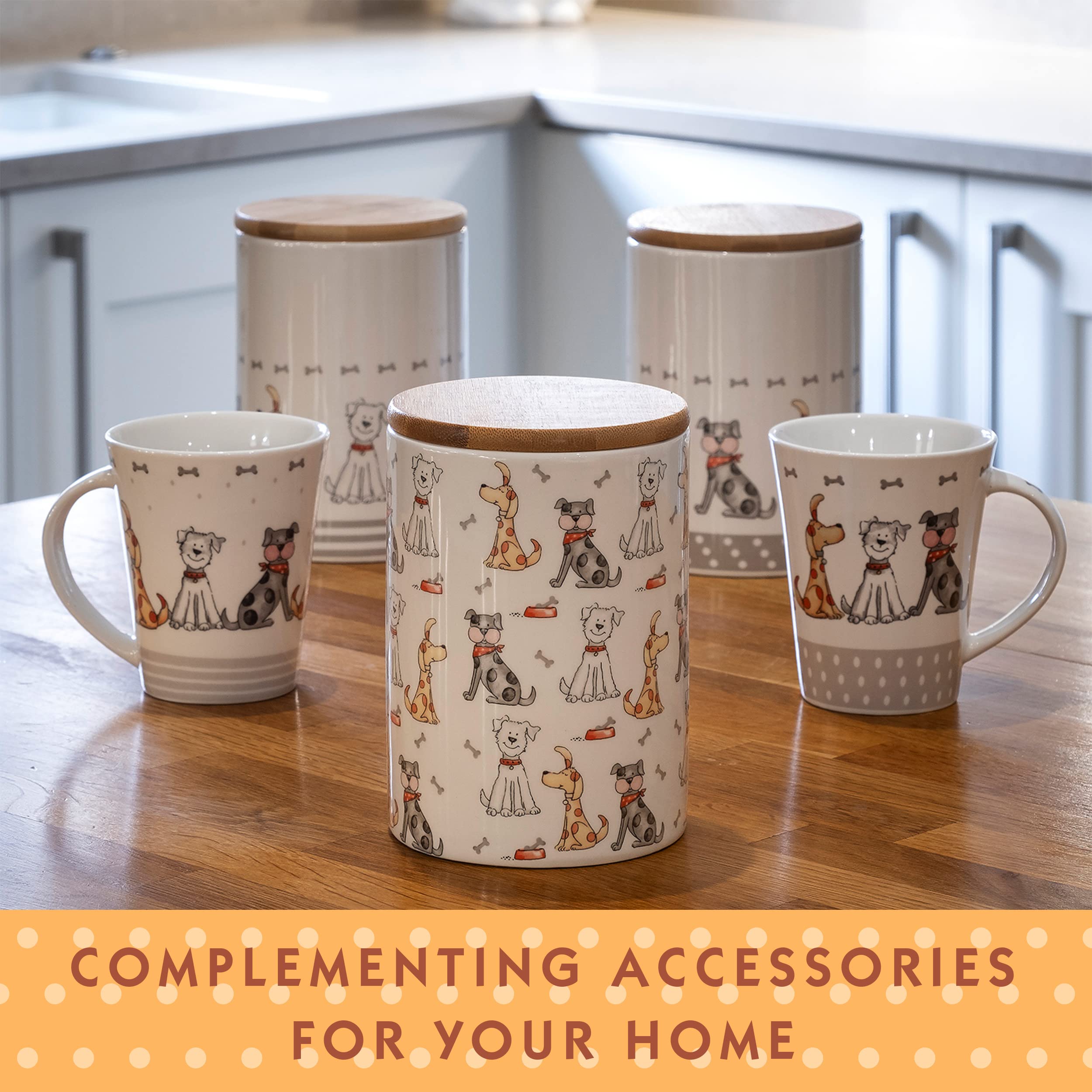 Spotted Dog Themed 12oz Ceramic Coffee Mug Set - 4 Cute Dog Lovers Gift Mugs for Tea & Coffee - Perfect for Dog Owners, Animal Lovers, Women & Men - Ideal for Home, Office, or Gift Giving