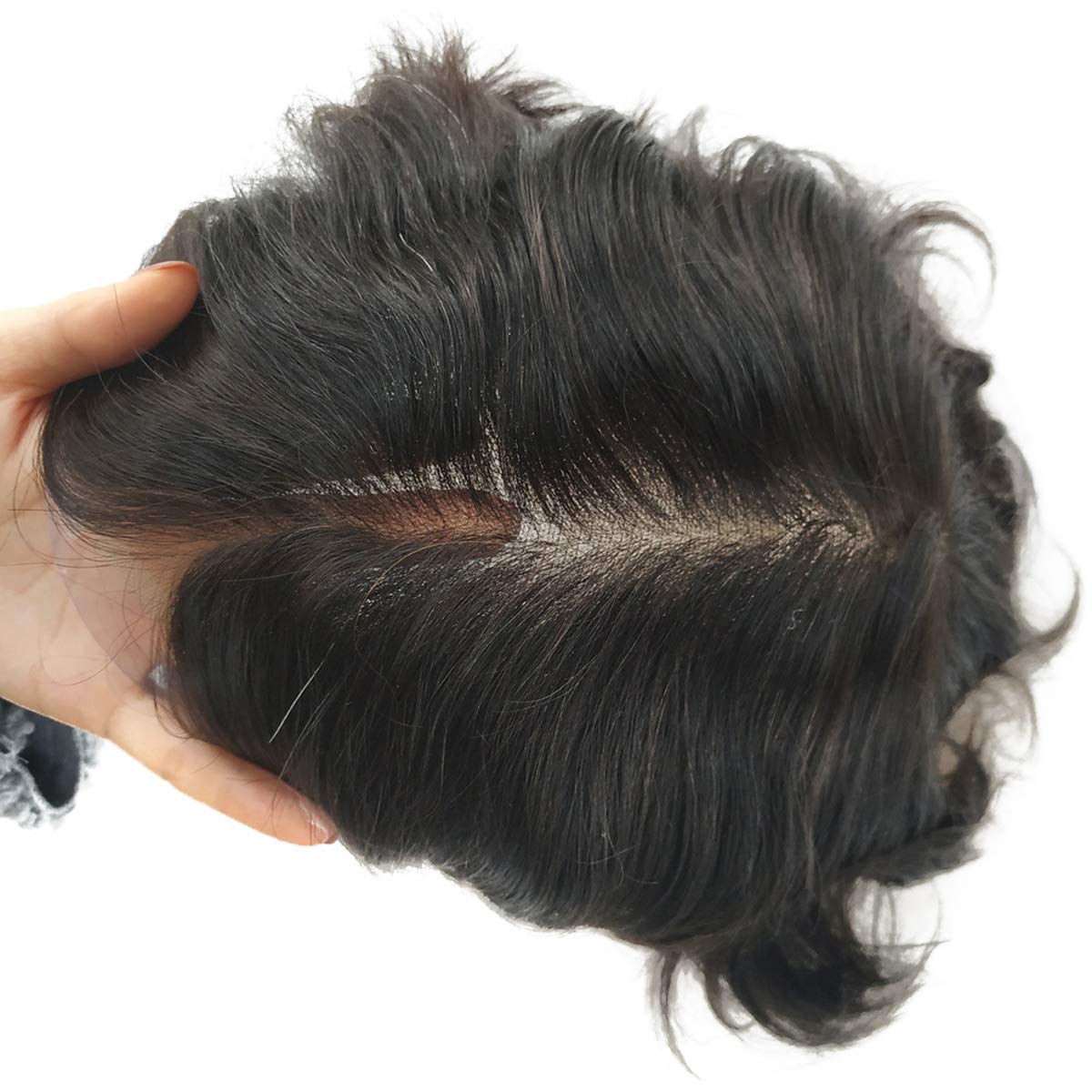 Men's Invisible Hairline Swiss Lace Toupee - 8x10 Real Human Hair Wig in Natural Black 1B | Undetectable Hair System for Thinning Hair & Baldness | Perfect for Daily Wear, Special Occasions & Confidence Boost