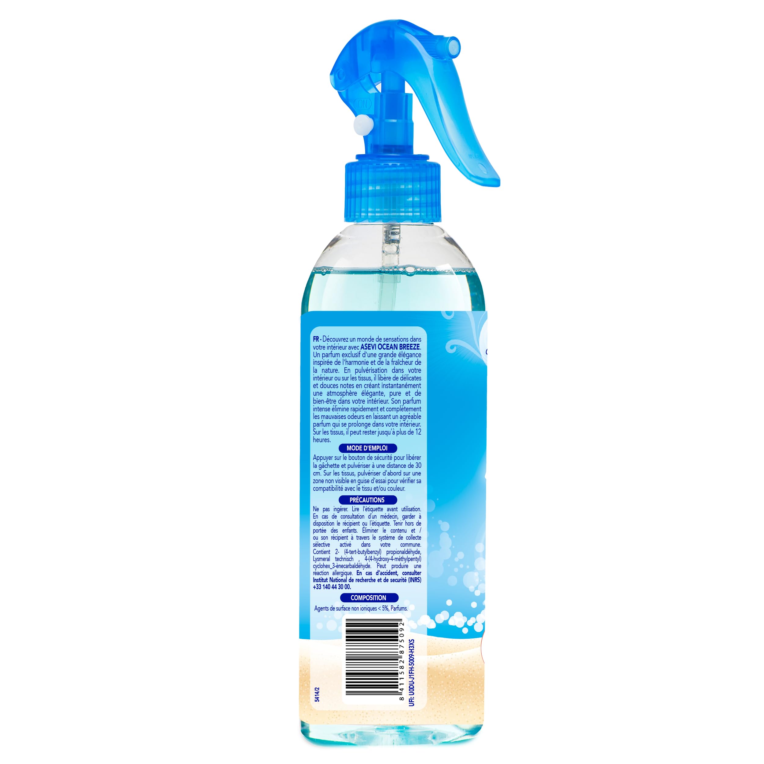 Asevi Air Freshener Spray - Long-Lasting Ocean Breeze Scent for Home, Room & Fabric - 400ml Refreshing Spray - Perfect for Living Rooms, Bedrooms, Cars & Offices
