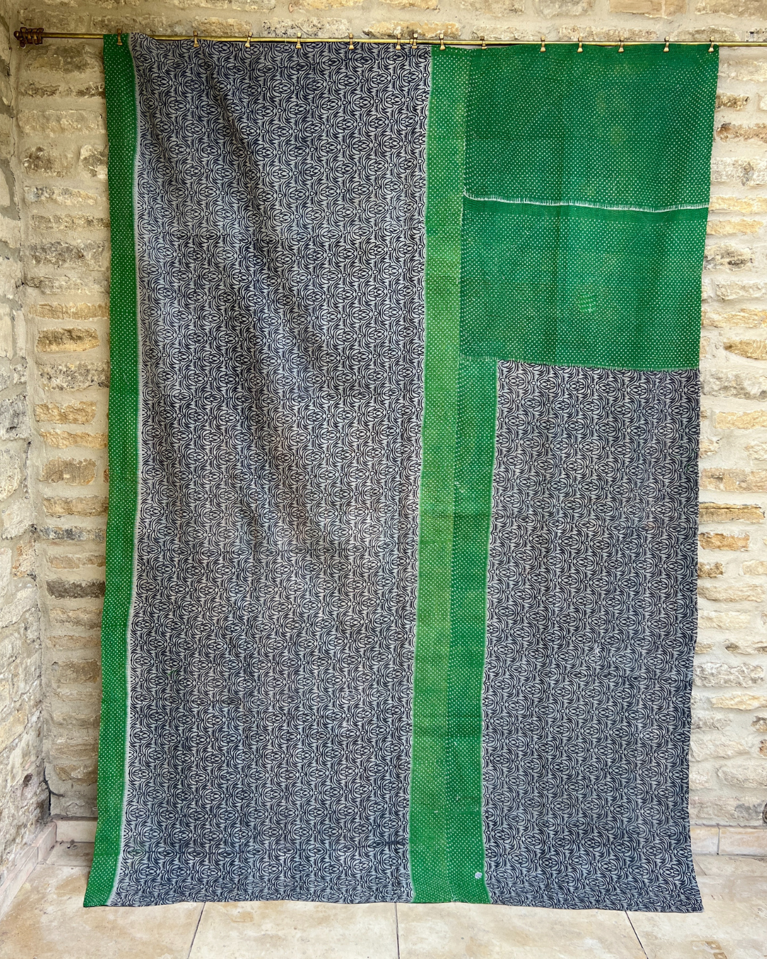 Lightweight Kantha Quilt No. 777 - Handmade Cotton Throw Blanket for Bed, Sofa & Travel - Cozy Boho Home Decor & Perfect Gift for Women