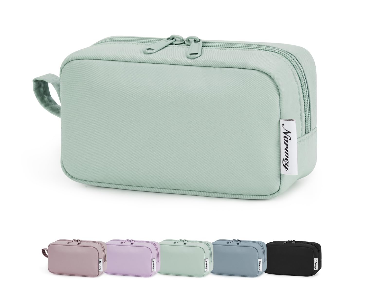 Narwey Small Cosmetic Bag - Mini Travel Makeup Pouch with Zipper & Organized Pockets for Women | Cute Mint Green Purse Organizer | Perfect for Travel, Gym & Daily Essentials Storage