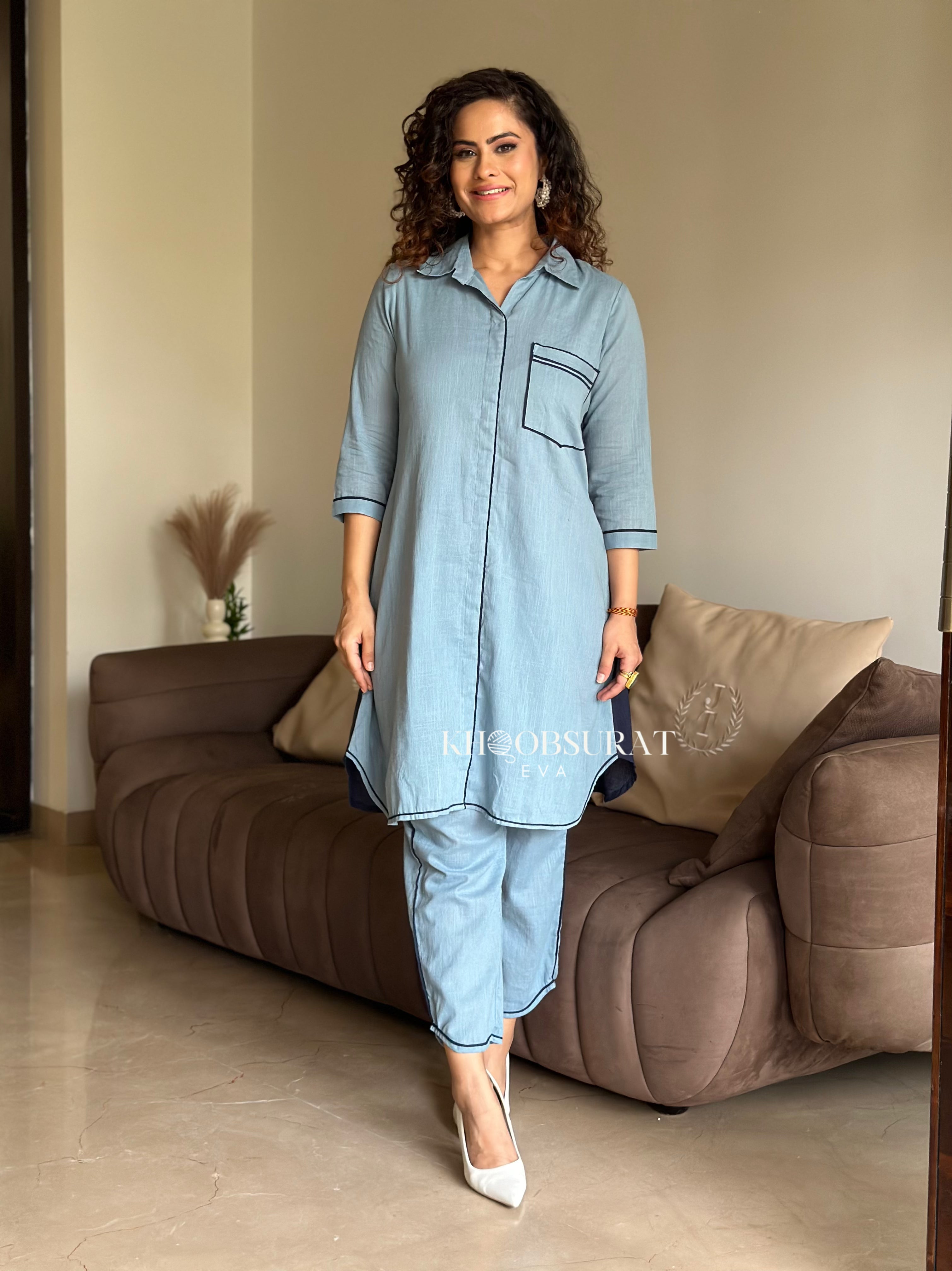 Stylish Blue Matching Outfit Set for Women | Trendy Two-Piece Coord | Perfect for Casual Wear, Beach Outings & Summer Fashion