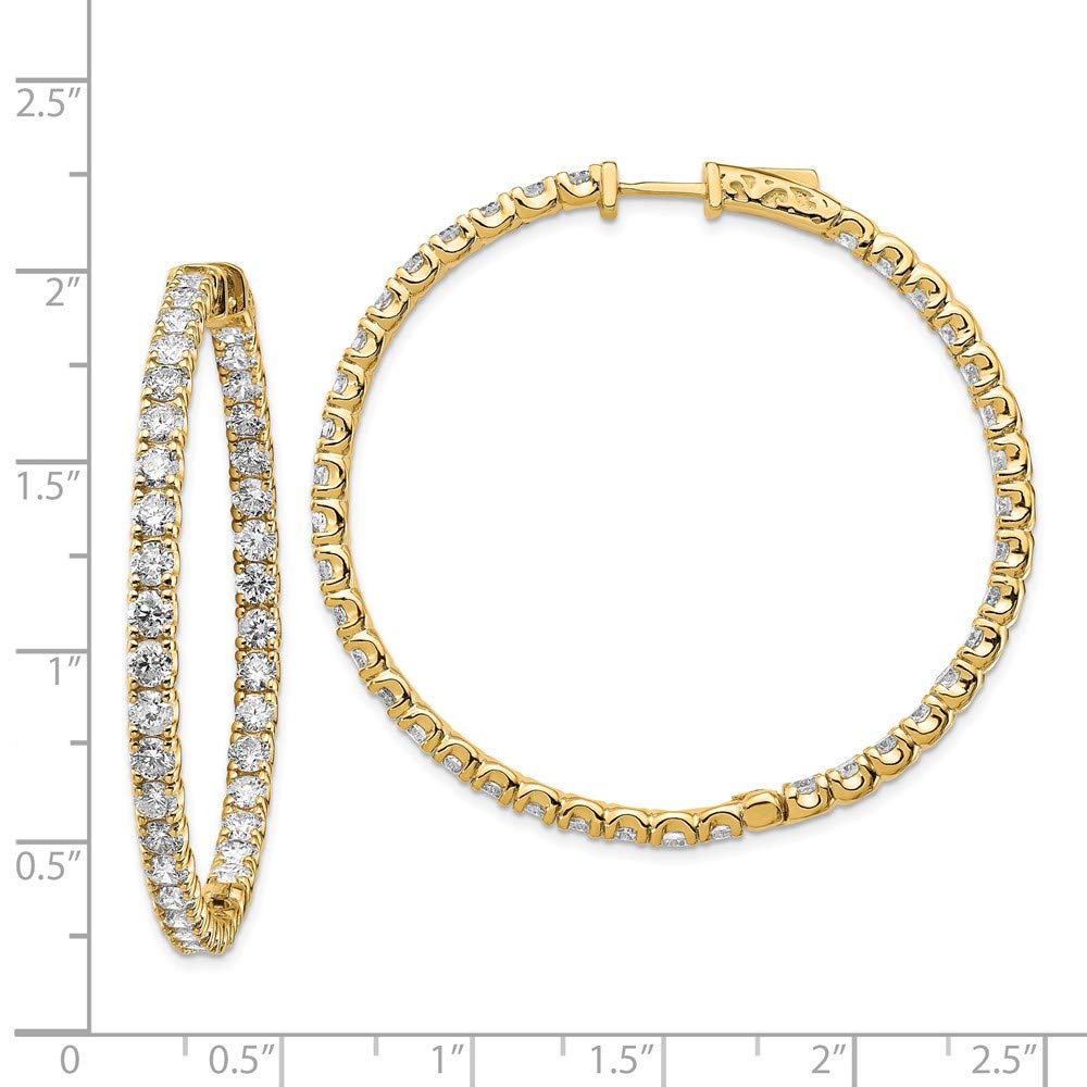14K Yellow Gold In & Out Hoop Earrings for Women - Round Center Stone, 43mm | Elegant Everyday Wear & Special Occasion Jewelry