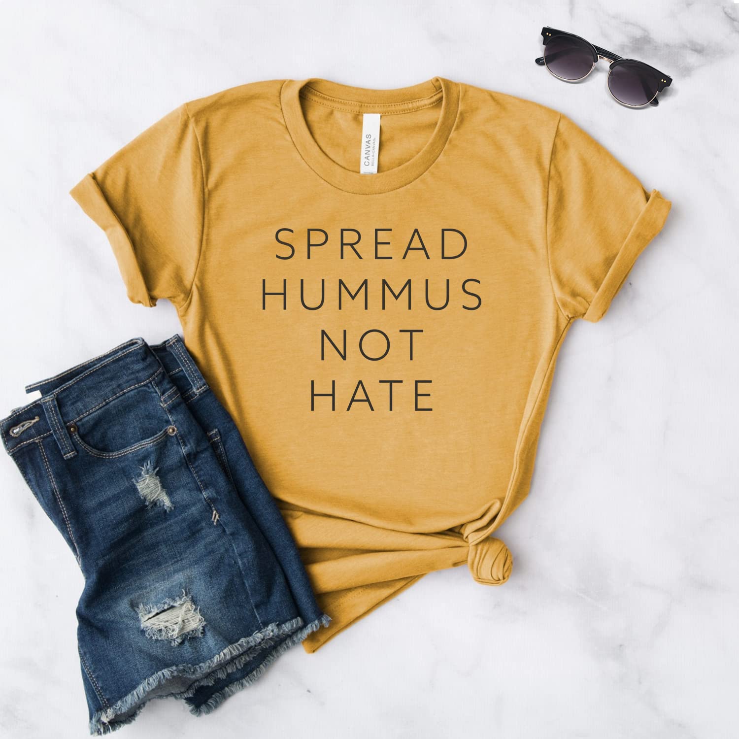 Spread Hummus Not Hate Vegan T-Shirt - Soft Unisex Cotton Tee for Vegetarians & Plant-Based Lifestyle - Perfect Gift for Hummus Lovers & Animal Rights Supporters