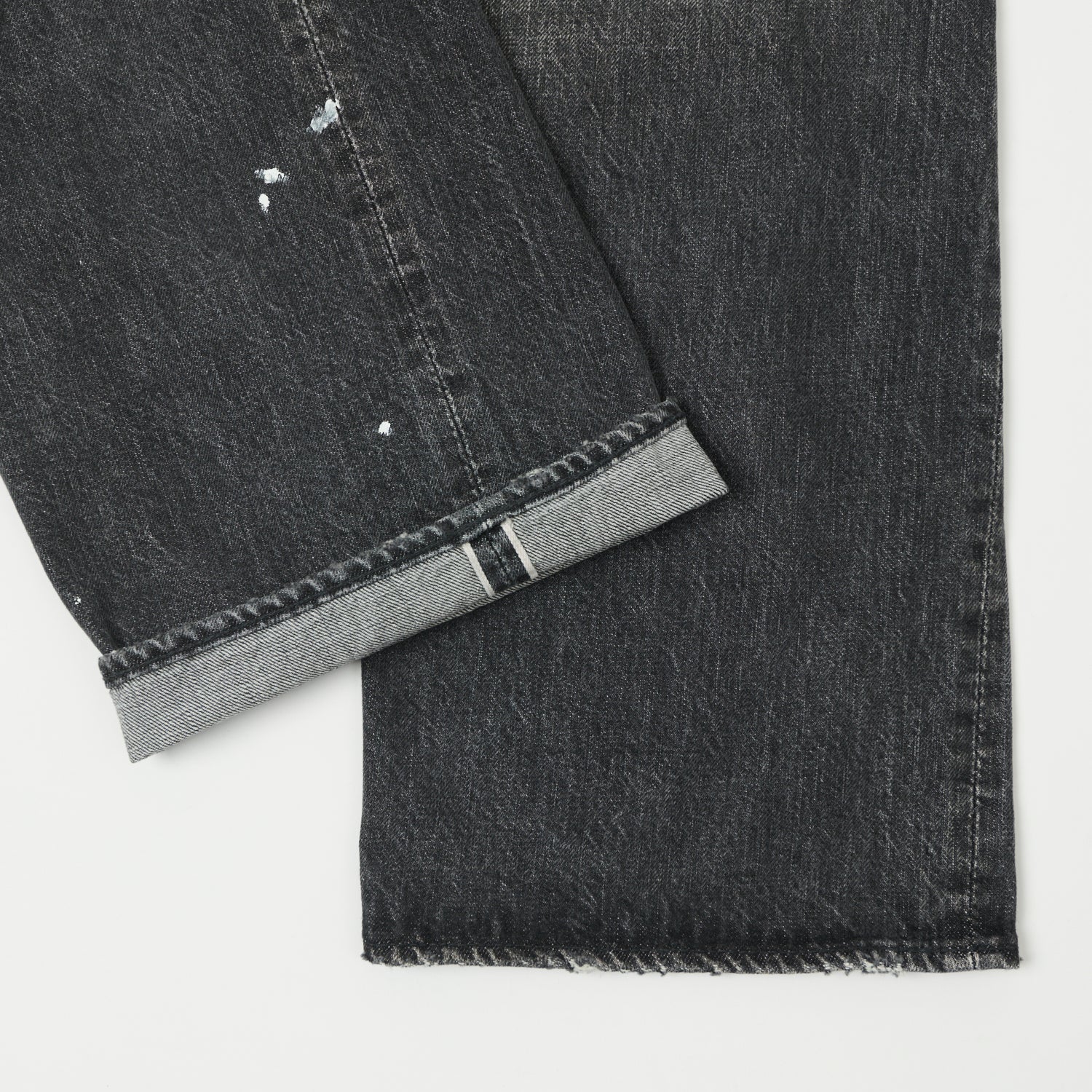 Full Count 0105BKHW 13.7oz Wide Straight Black Splatter Wash Jeans | Men's Relaxed Fit Denim Pants for Casual Wear & Everyday Style