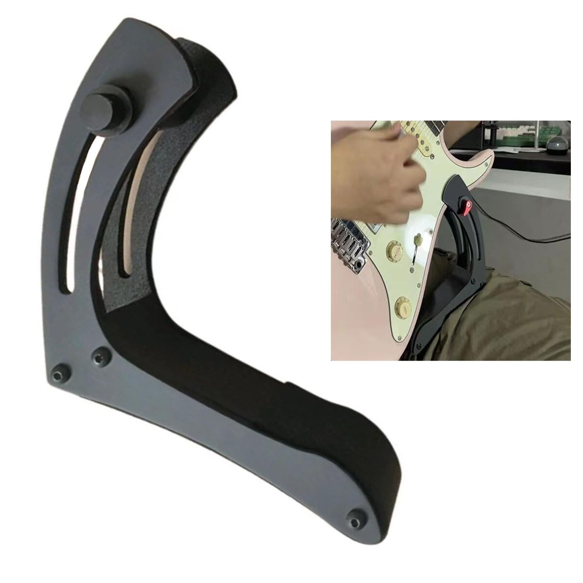 Professional Adjustable Electric Guitar Support Stand - Black Plastic & Metal Guitar Footstool, Leg Rest & Lifter for Guitar Players | Perfect for Live Performances, Studio Recording & Home Practice