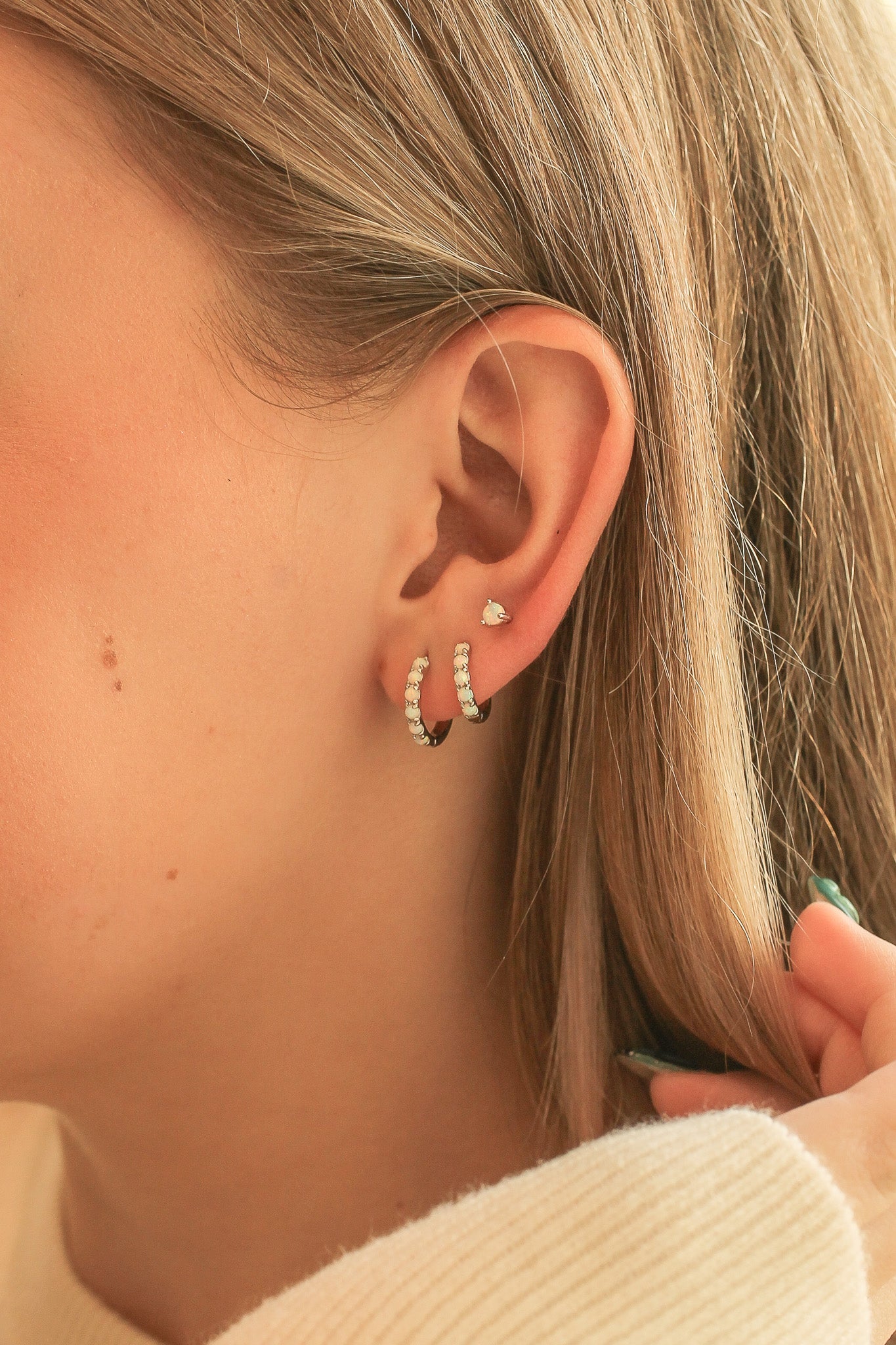 Micro Opal Hoop Earrings - Dainty & Elegant Jewelry for Women | Perfect for Everyday Wear, Parties & Special Occasions