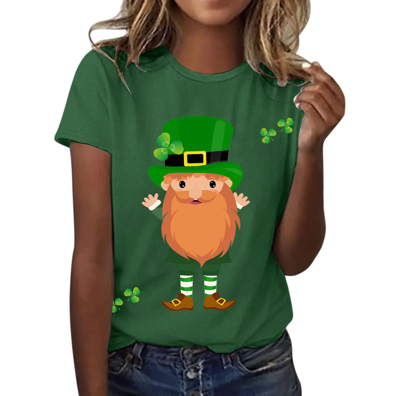 Black Women's Short Sleeve T-Shirt - St. Patrick's Day Graphic Tee with Dwarf Print - Casual Comfort Fit for Women | Perfect for Festivals, Parties & Everyday Wear