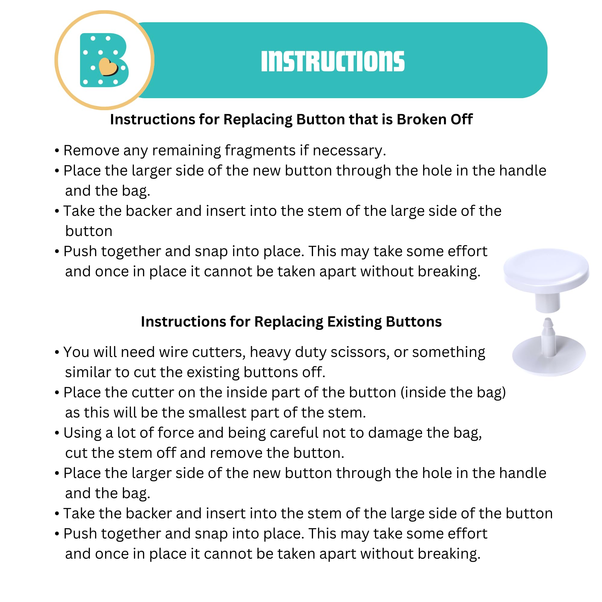 Bogg Bag Replacement Buttons 4-Pack - Fix Handles Fast for Beach Totes