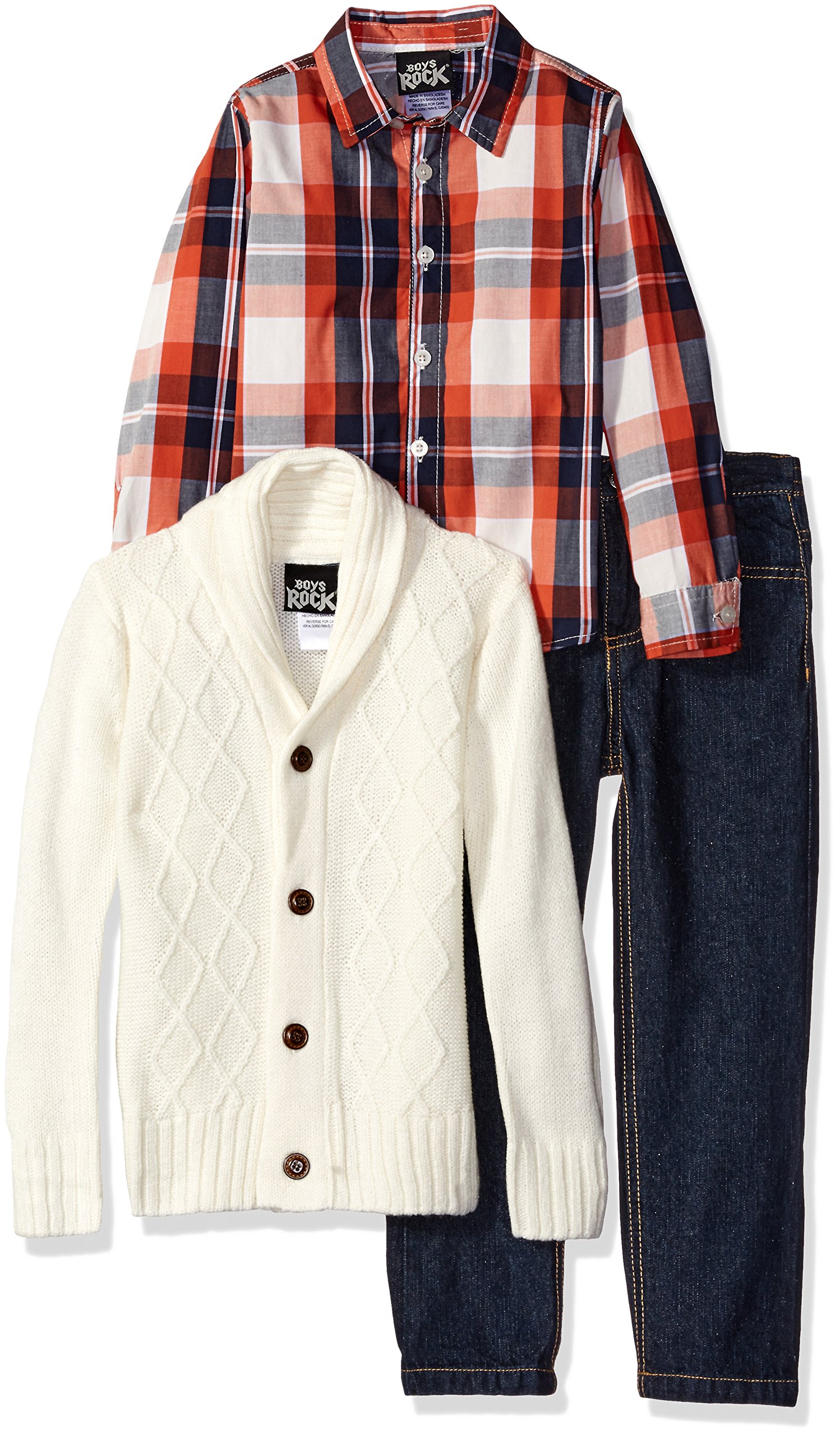 Boys' 3-Piece Plaid Sweater Set - Soft Winter Knit Outfit for Toddler & Kids - Perfect for Christmas Photos, Family Gatherings & Cold Weather
