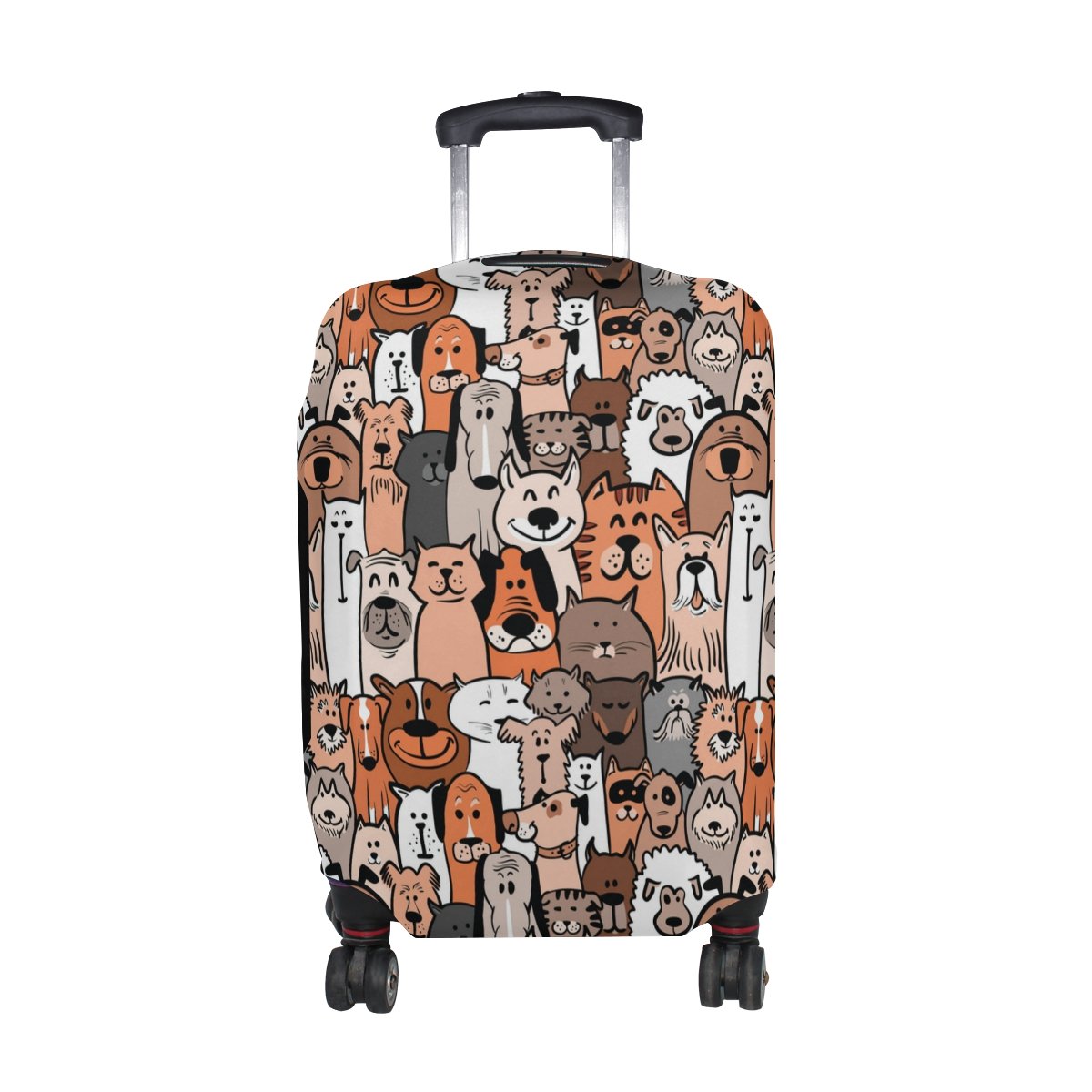 Vintage Dog Pattern Luggage Cover Protector - Cute Animal Design Suitcase Protector for Travel | Perfect for Pet Lovers & Airplane Carry-On Bags