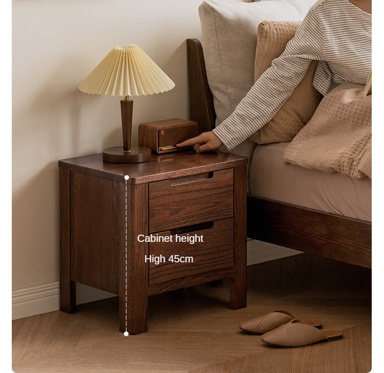 Solid Oak Wood Nightstand - Scandinavian Modern Bedside Table for Bedroom, Living Room & Nursery - Stylish & Durable Storage Solution