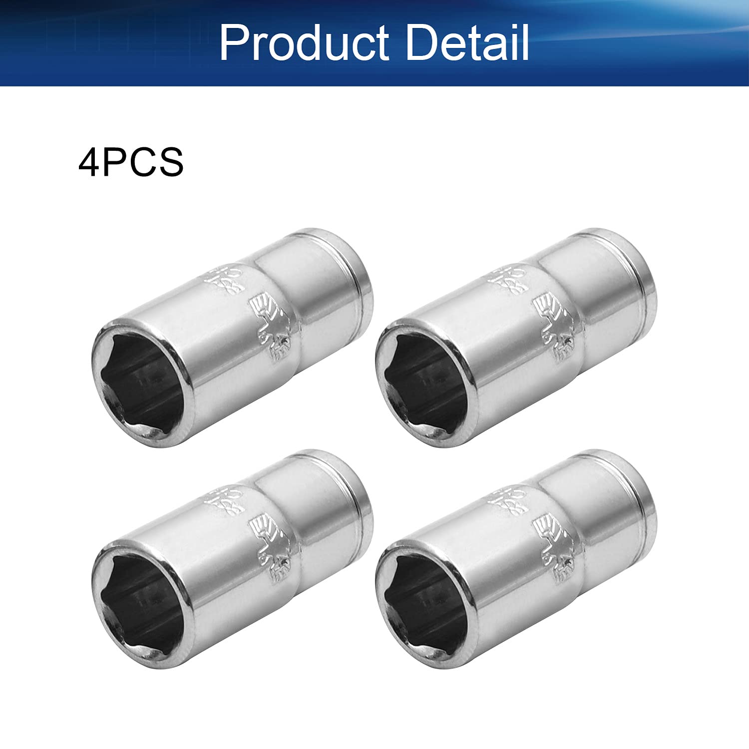 Auniwaig 4-Piece Shallow Socket Set - 1/4 Inch Drive x 5/16 Inch 6-Point Cr-V Sockets (Imperial) - Perfect for Automotive Repairs & DIY Projects