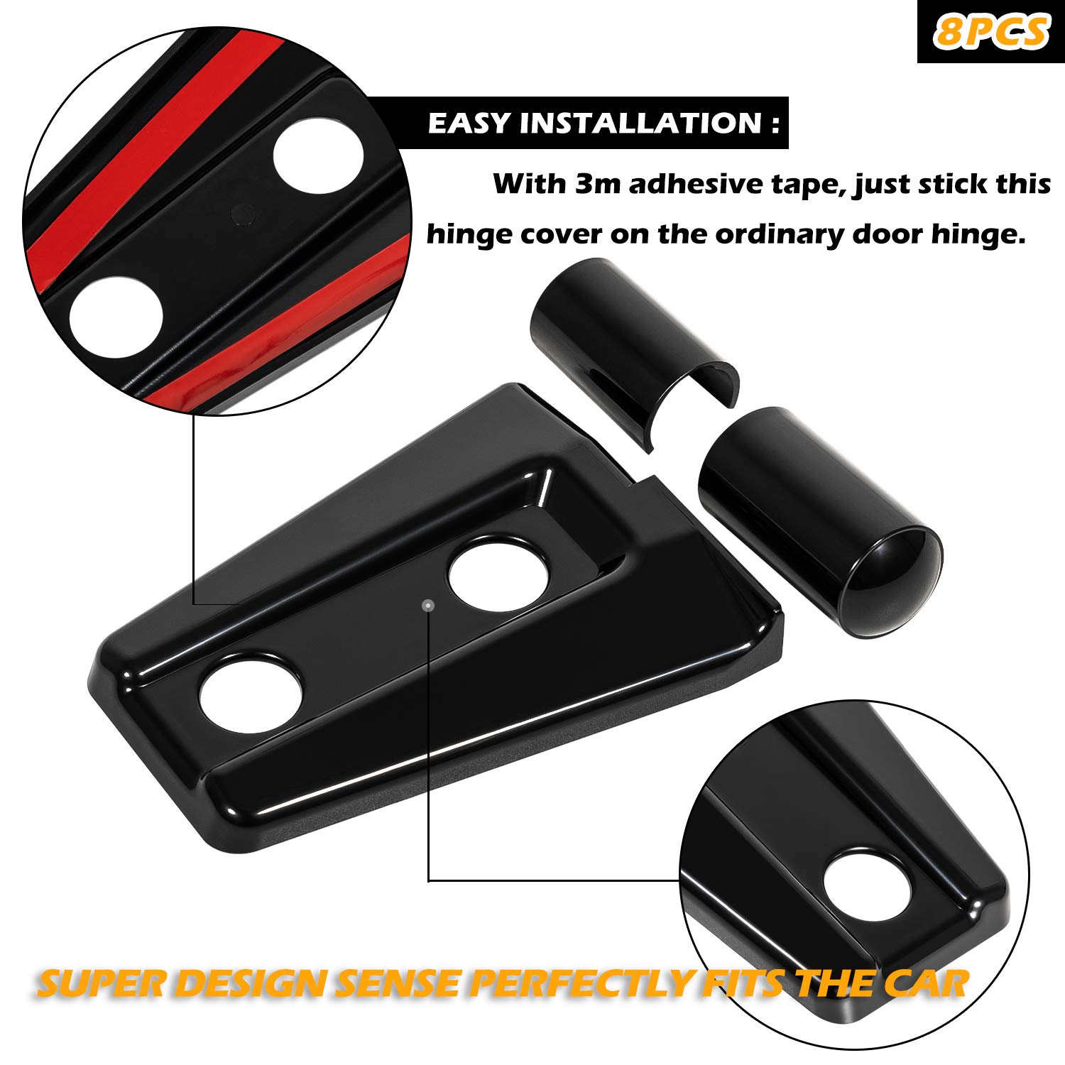 Black 8PCS Door Hinge Cover Trim Exterior Accessories for 2007-2018 Jeep Wrangler JK JKU (2 & 4 Door Models) - Durable Protection & Stylish Upgrade for Off-Road Adventures & Daily Driving