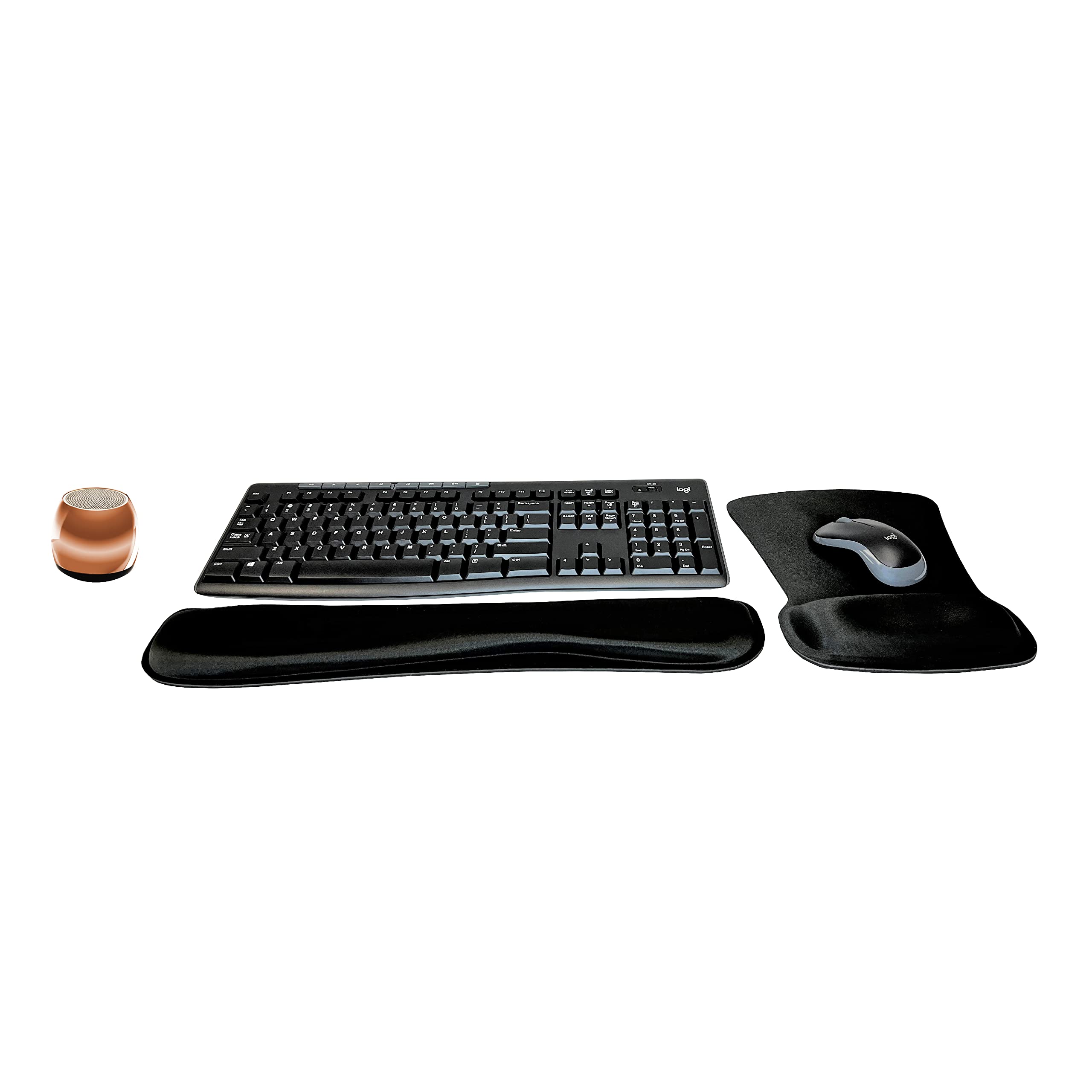 Logitech MK270 Wireless Keyboard and Mouse Combo for Home Office, Travel & Gaming - Includes Bluetooth Speaker, Ergonomic Wrist Rest & Mouse Pad - Perfect for Remote Work, Business Trips & PC Setup