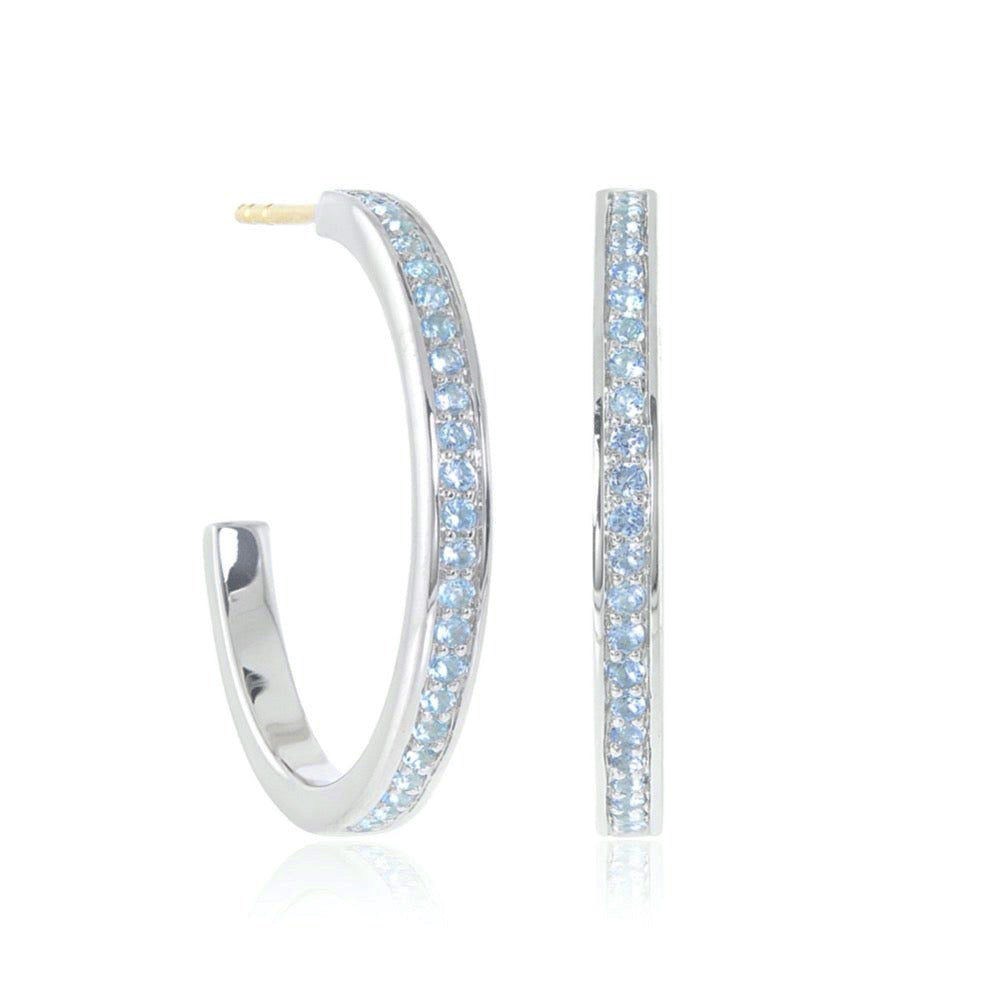 Swiss Blue Topaz Gigi Hoop Earrings - Elegant Dangle Earrings for Women, Perfect for Parties, Weddings & Everyday Wear