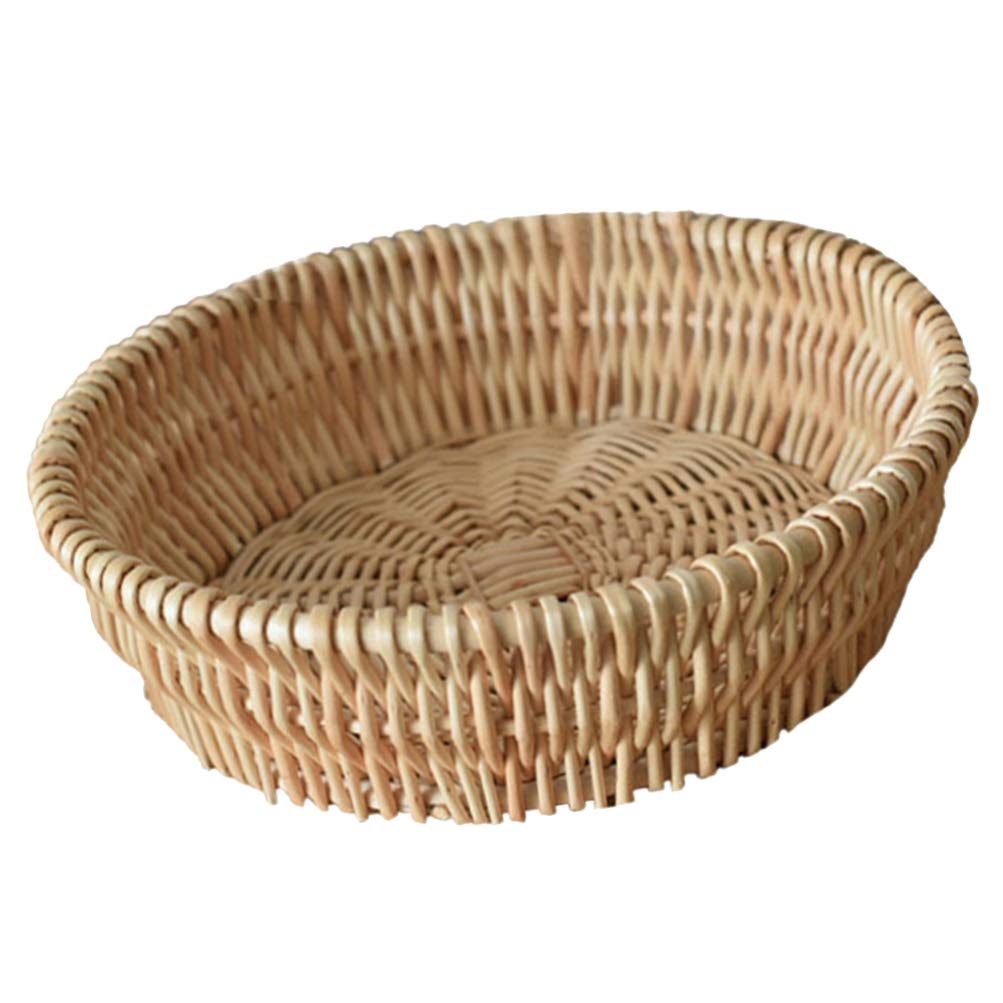 Natural Wicker Bread Basket - 10 Inch Round Kitchen Storage Container for Fruits, Vegetables & Bread | Perfect for Farmhouse Dining, Picnics & Rustic Tabletop Serving