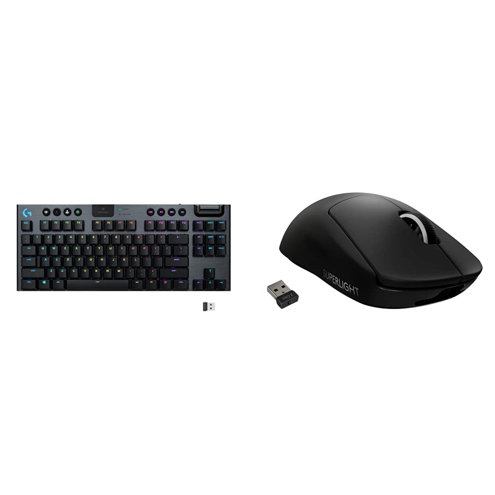 Logitech G Pro X Superlight Wireless Gaming Mouse & G915 TKL Mechanical Keyboard Bundle - Black | Ultra-Lightweight Esports Mouse & Low-Profile Tactile Keyboard for PC Gaming, Streaming, and Competitive Play