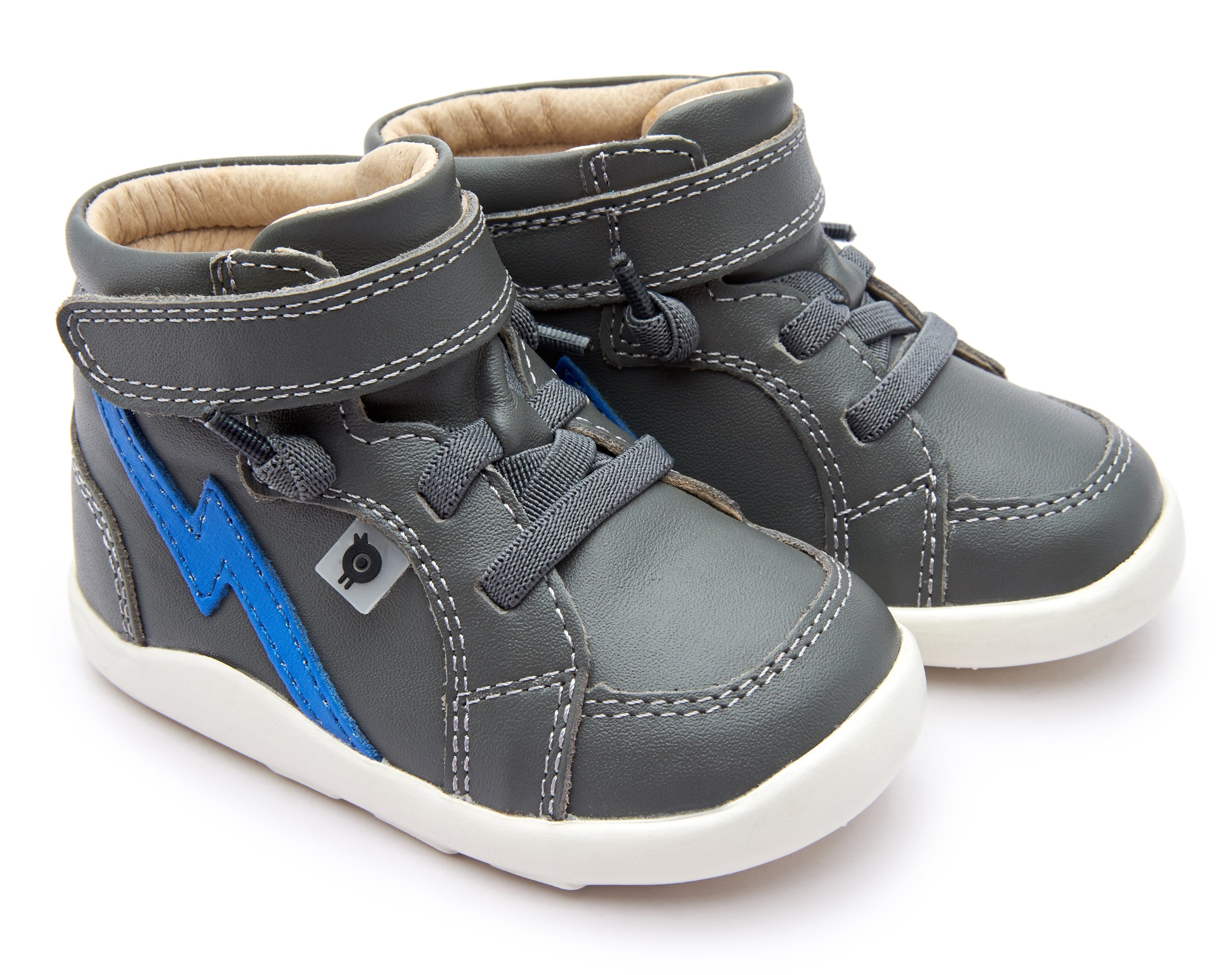 Old Soles 8018 Boys & Girls Light-Up Sneakers - Grey & Neon Blue | Kids LED Running Shoes for Playground, School & Nighttime Safety