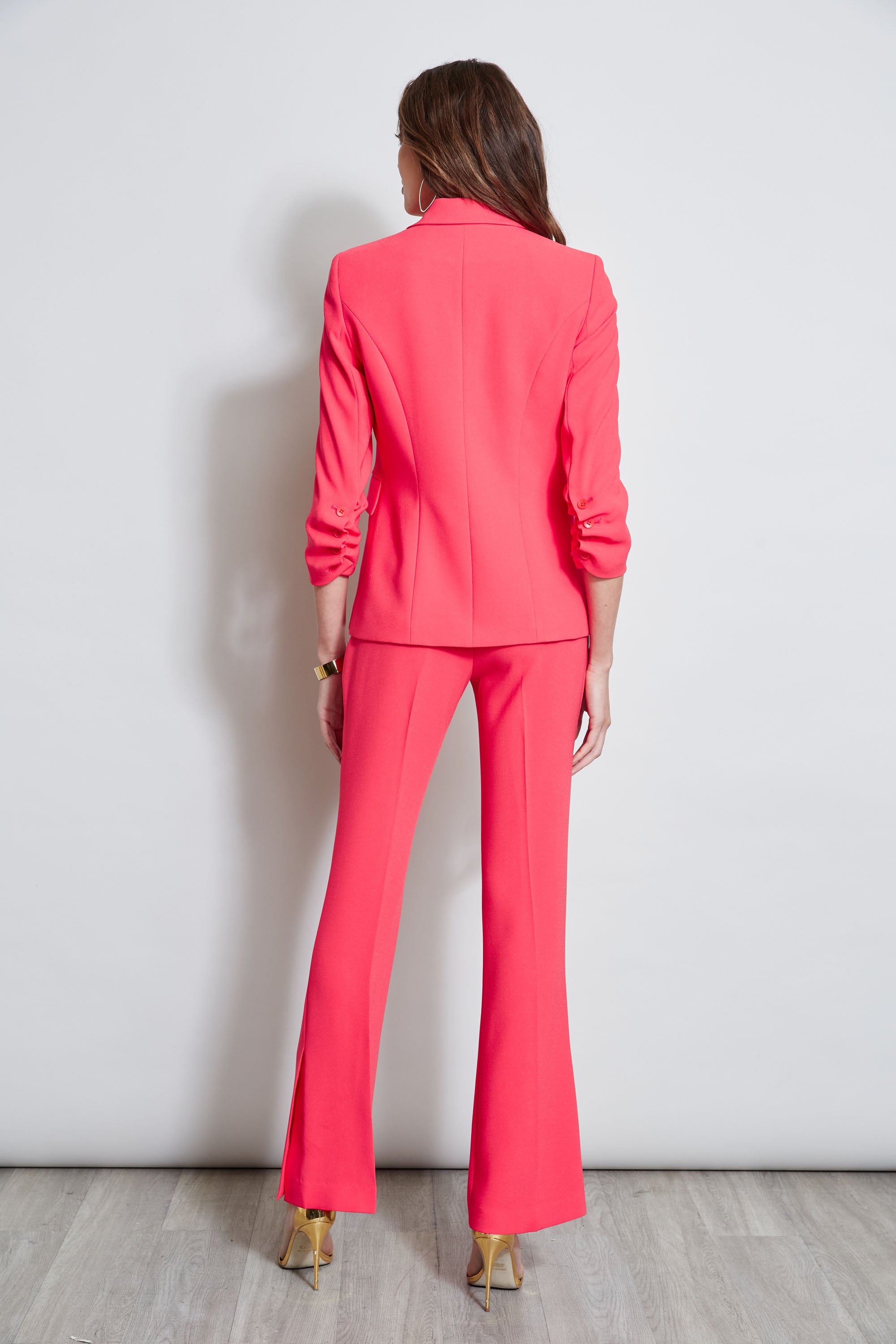 Stylish 3 Button Ruched Sleeve Blazer for Women - Office Wear, Business Casual & Formal Outfits