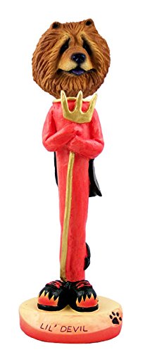 Chow Red Lil' Devil Doggie Collectible Figurine - Cute Halloween Decor, Unique Gift for Dog Lovers, Perfect for Home Display & Party Decorations