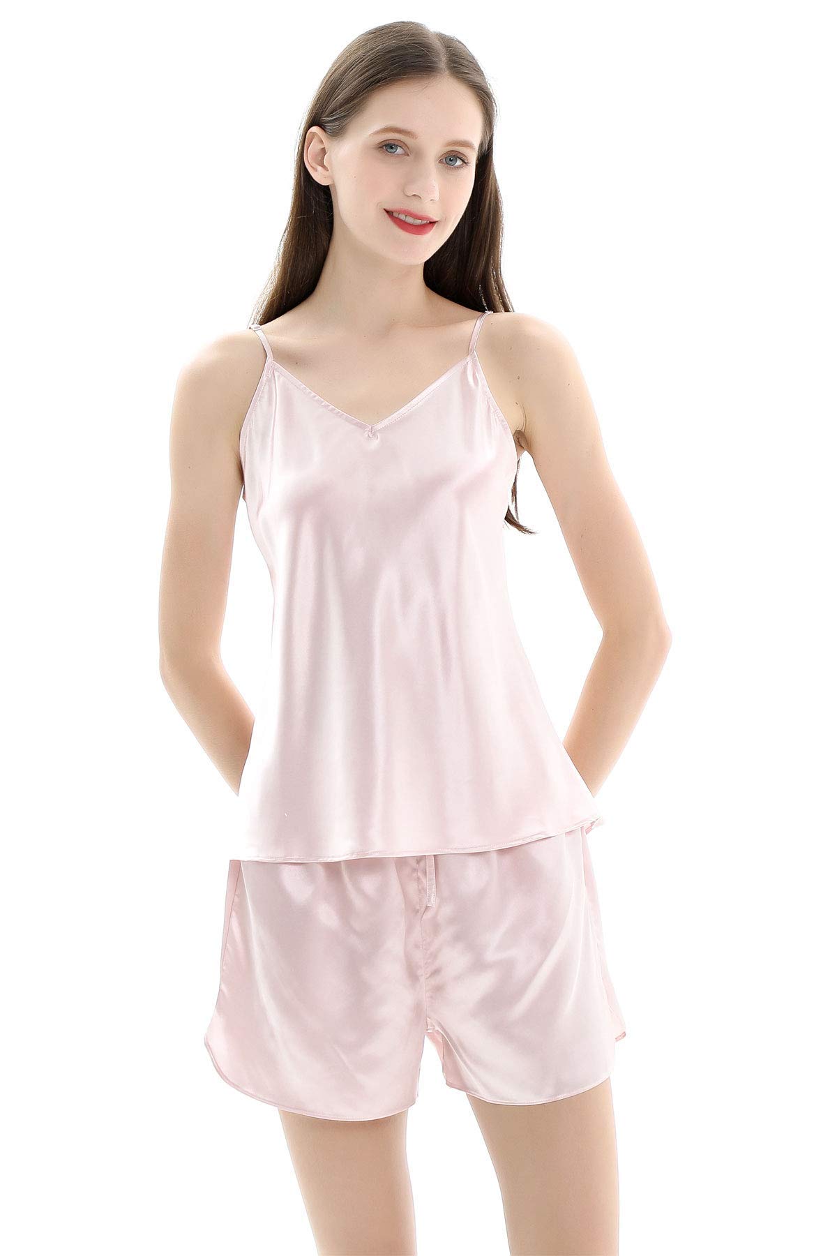 ZIMASILK 22 Momme 100% Pure Mulberry Silk Pajama Set for Women - Luxury Silk Camisole & Shorts Sleepwear Set, Comfortable Nightwear for Sleep, Lounge & Travel