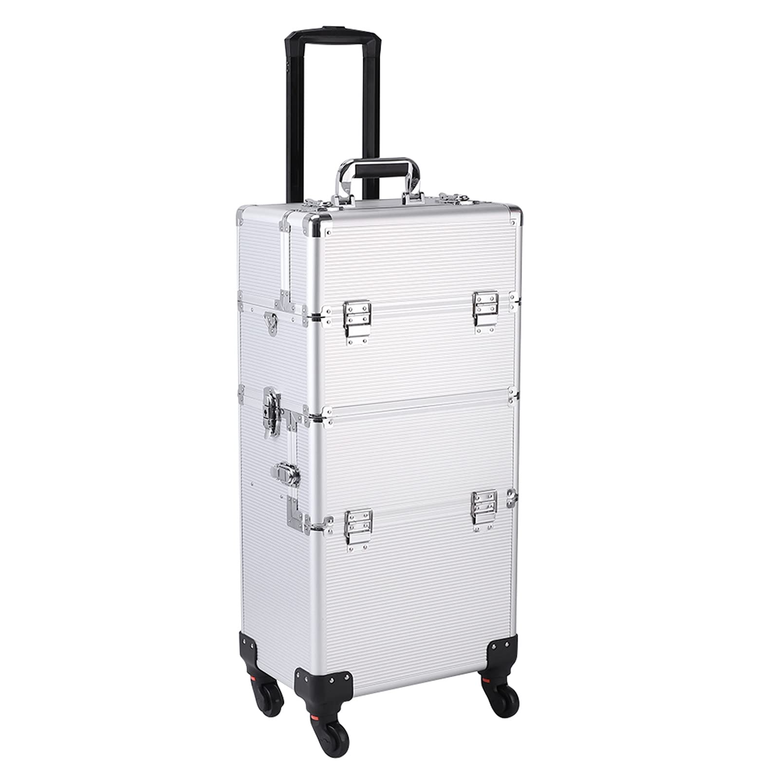 HGPZ 3 in 1 Aluminum Cosmetic Makeup Case & Tattoo Organizer Box - Portable Silver Storage for Makeup Brushes, Tattoo Needles & Beauty Tools - Perfect for Travel, Salon & Professional Artists