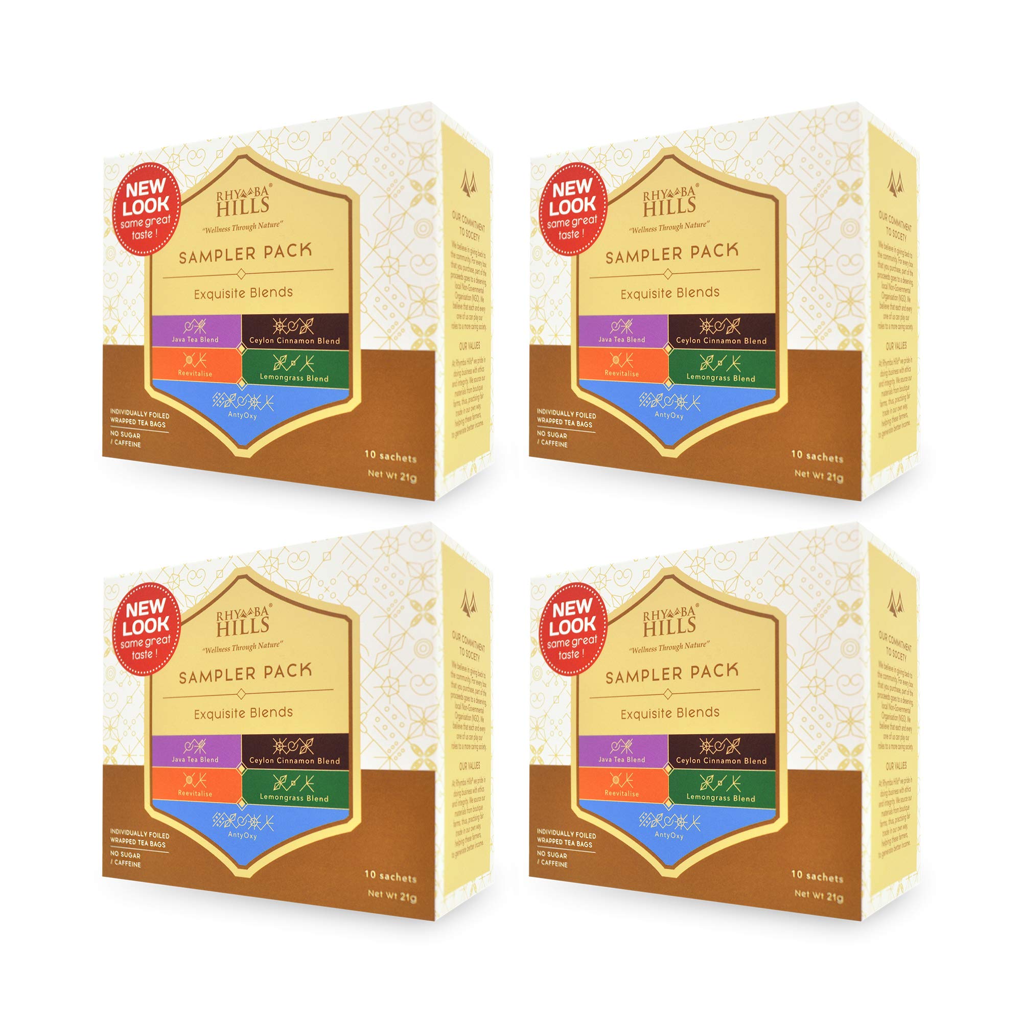 Premium RhymbaHills Tea Gift Set - 4 Boxes (10 Sachets Each) - Exquisite Herbal Blend for Relaxation & Wellness | Perfect for Gifting, Afternoon Tea, or Stress Relief