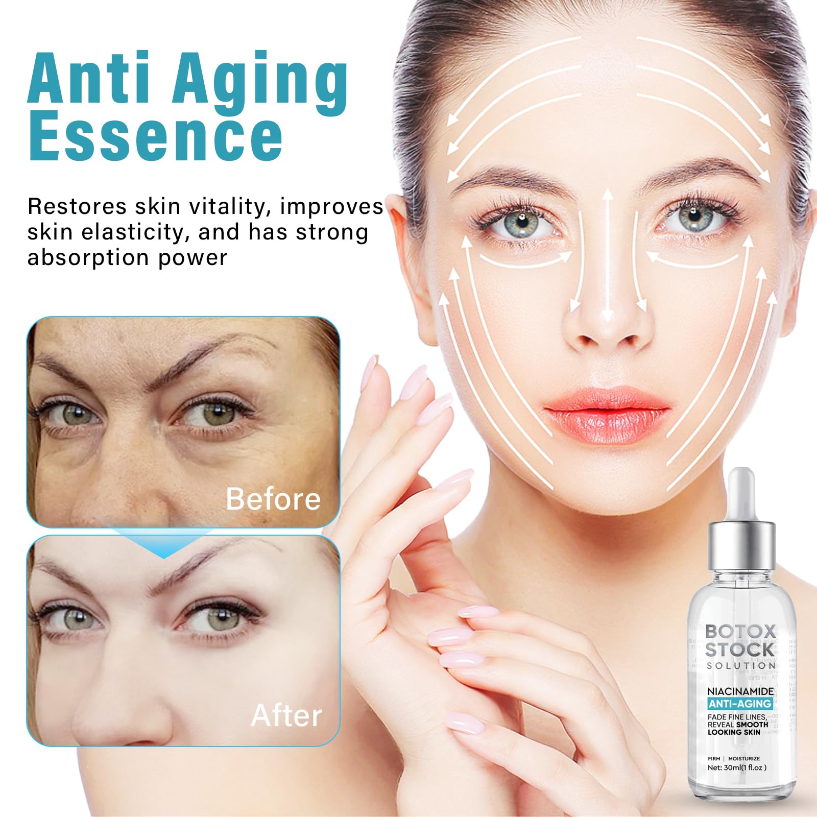 Botox Face Serum with Vitamin C & E - Anti Aging & Instant Face Lift Serum for Wrinkles, Fine Lines & Collagen Boost | Plumping Facial Treatment for Youthful Skin | Perfect for Daily Skincare Routine & Nighttime Rejuvenation