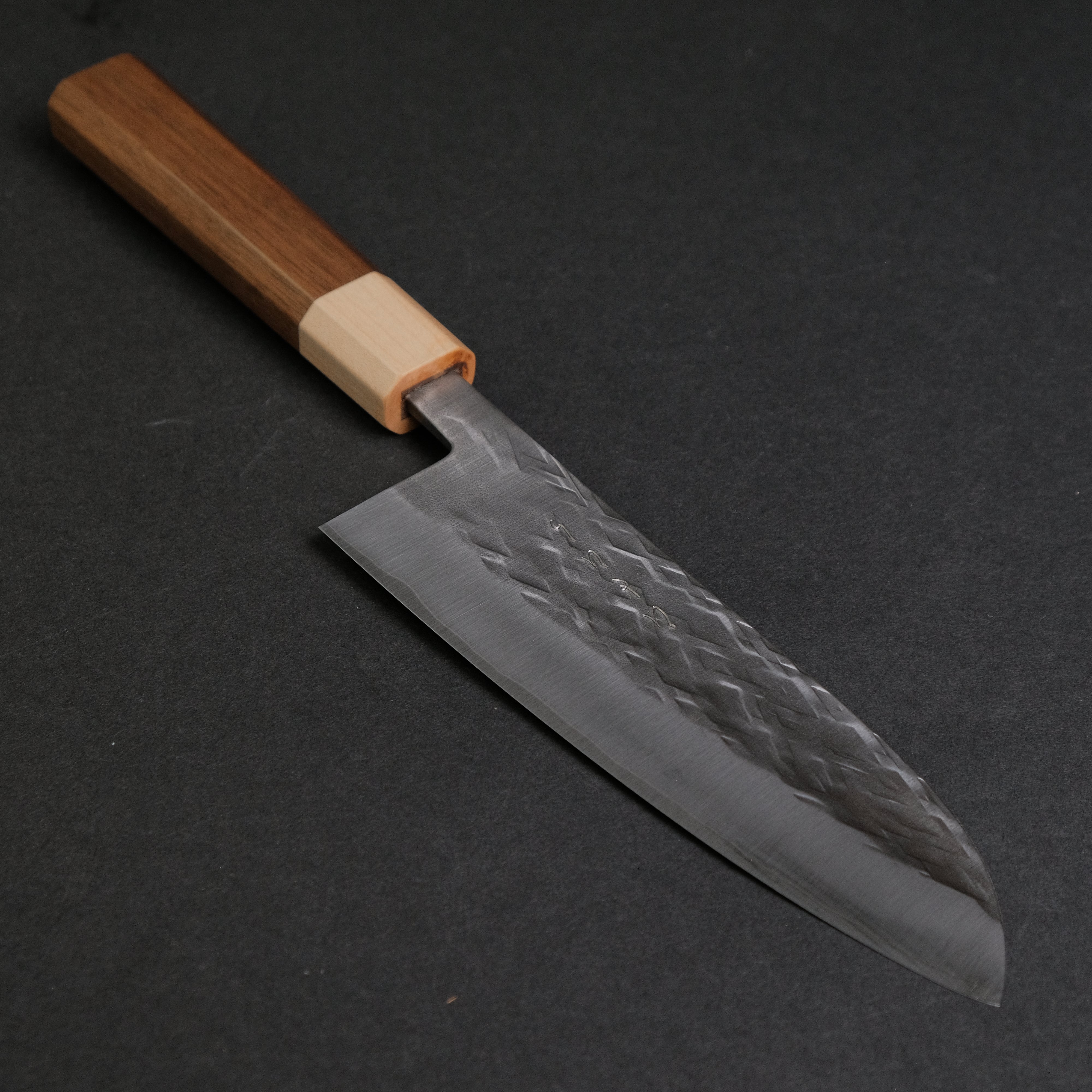 Hitohira TD SLD Tsuchime Santoku Knife 165mm with Walnut Handle - Premium Japanese Kitchen Knife for Slicing, Dicing, and Chopping Vegetables, Meat, and Fish