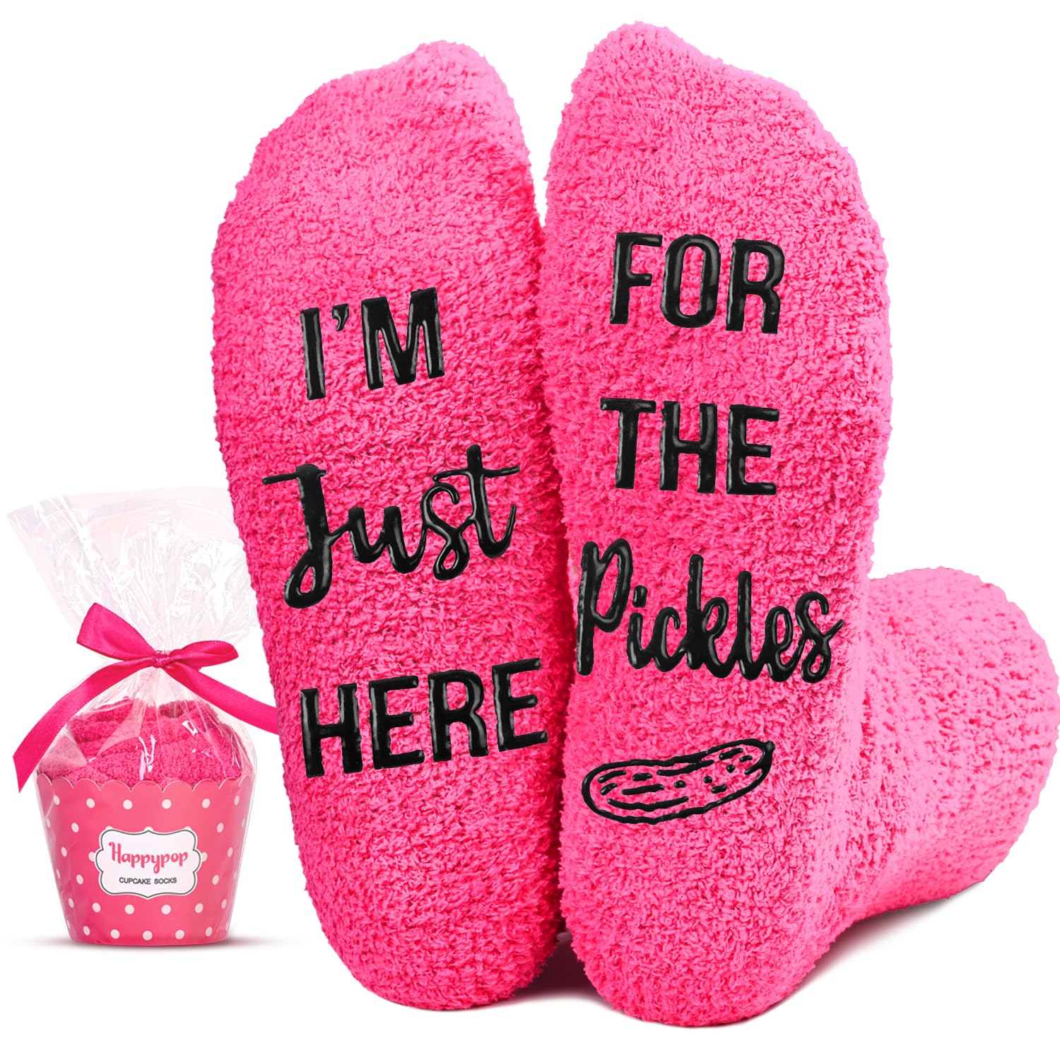 HappyPop Women's Food-Themed Socks - Cute Cupcake, Cake & Pickle Print Crew Socks for Teen Girls | Birthday, Thanksgiving Gift Idea | Perfect for Holiday Parties, Baking Enthusiasts & Fun Outfits
