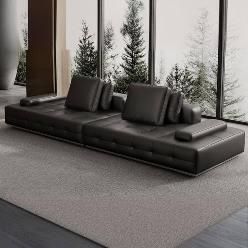 L-Shaped Sectional Sofa with Chaise Lounge - 5-Seater 4-Piece Reversible Modular Couch in Black - Perfect for Living Room, Family Room & Home Theater