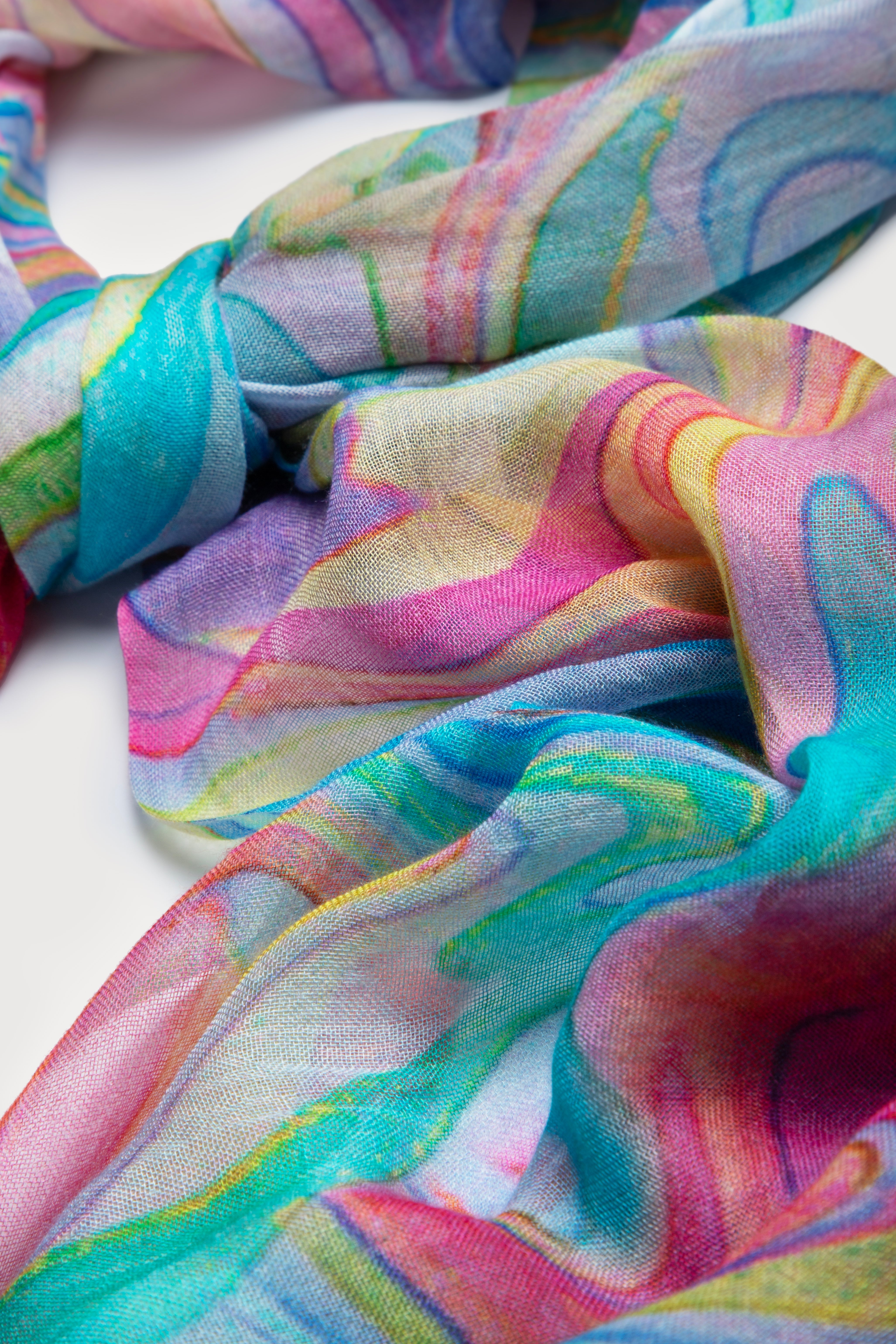 Elegant Marbled Multicolor Scarf for Women - Soft & Lightweight Winter Fashion Accessory - Perfect for Office, Travel, and Special Occasions