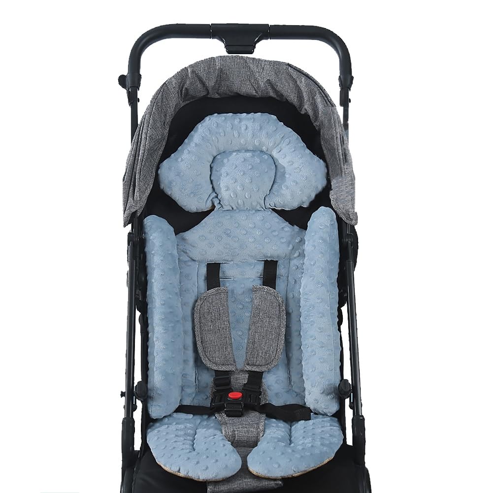 Soft Thickened Universal Baby Stroller Seat Liner - Breathable Cotton Pushchair Cushion Pad with Anti-Slip Backing | Head & Body Support for Infants | Perfect for Strollers, Car Seats & Shopping Carts