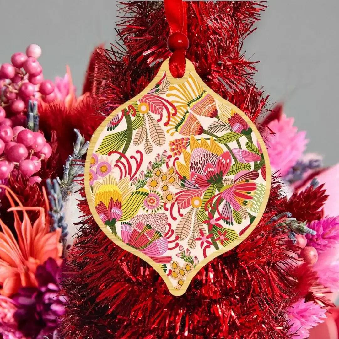 Wild Proteas Australian Christmas Card & Bauble - Unique Holiday Greeting Card with Ornament for Festive Decorations | Perfect for Gifts, Tree Decor, and Seasonal Celebrations