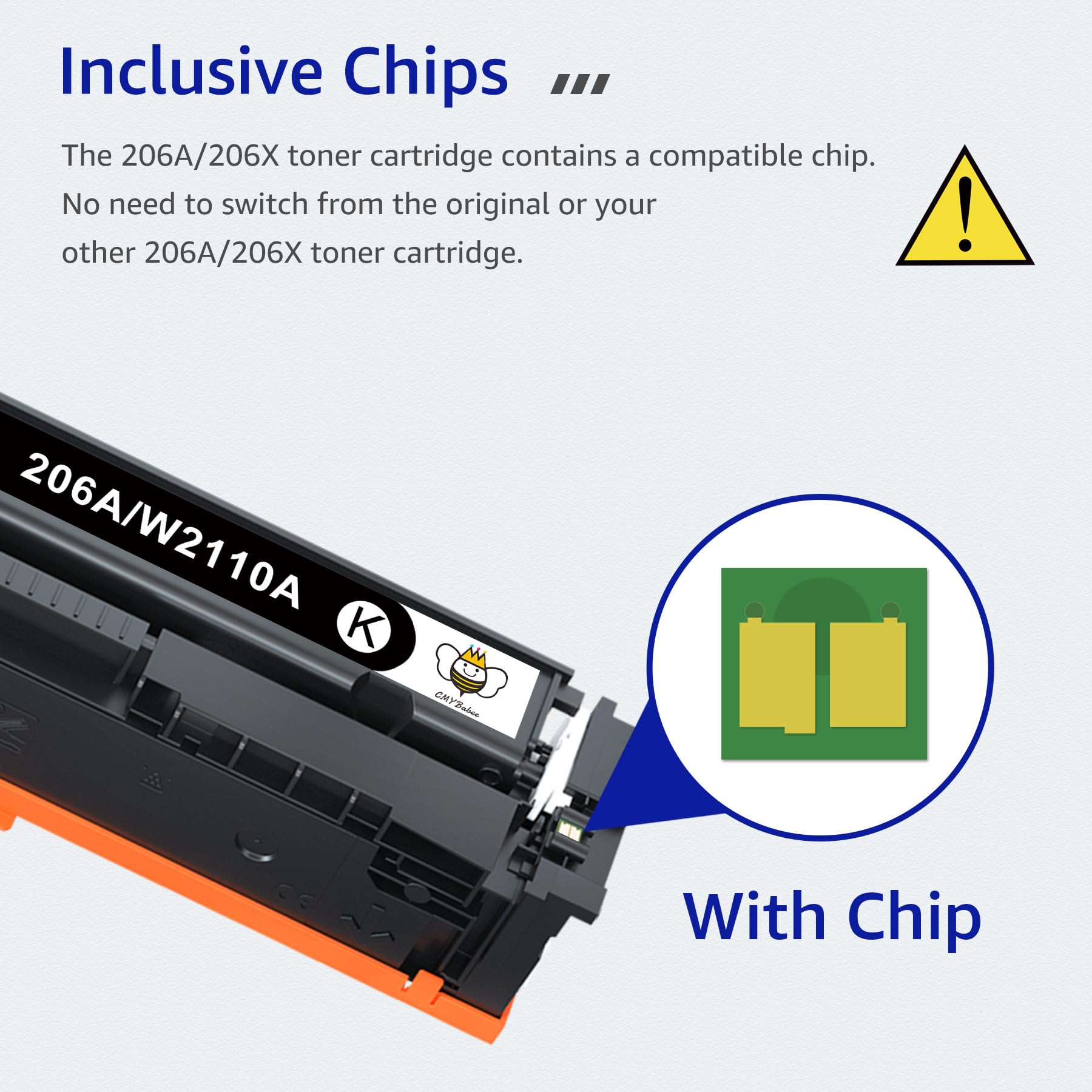 High-Yield CMYBabee Compatible Toner Cartridge Replacement for HP 206A/206X - Works with Color LaserJet Pro MFP M283fdw/M283cdw/M283fdn/M282mw & Pro M255dw/M255nw (4-Pack, BCMY) - Perfect for Home Offices & Small Business Printing Needs
