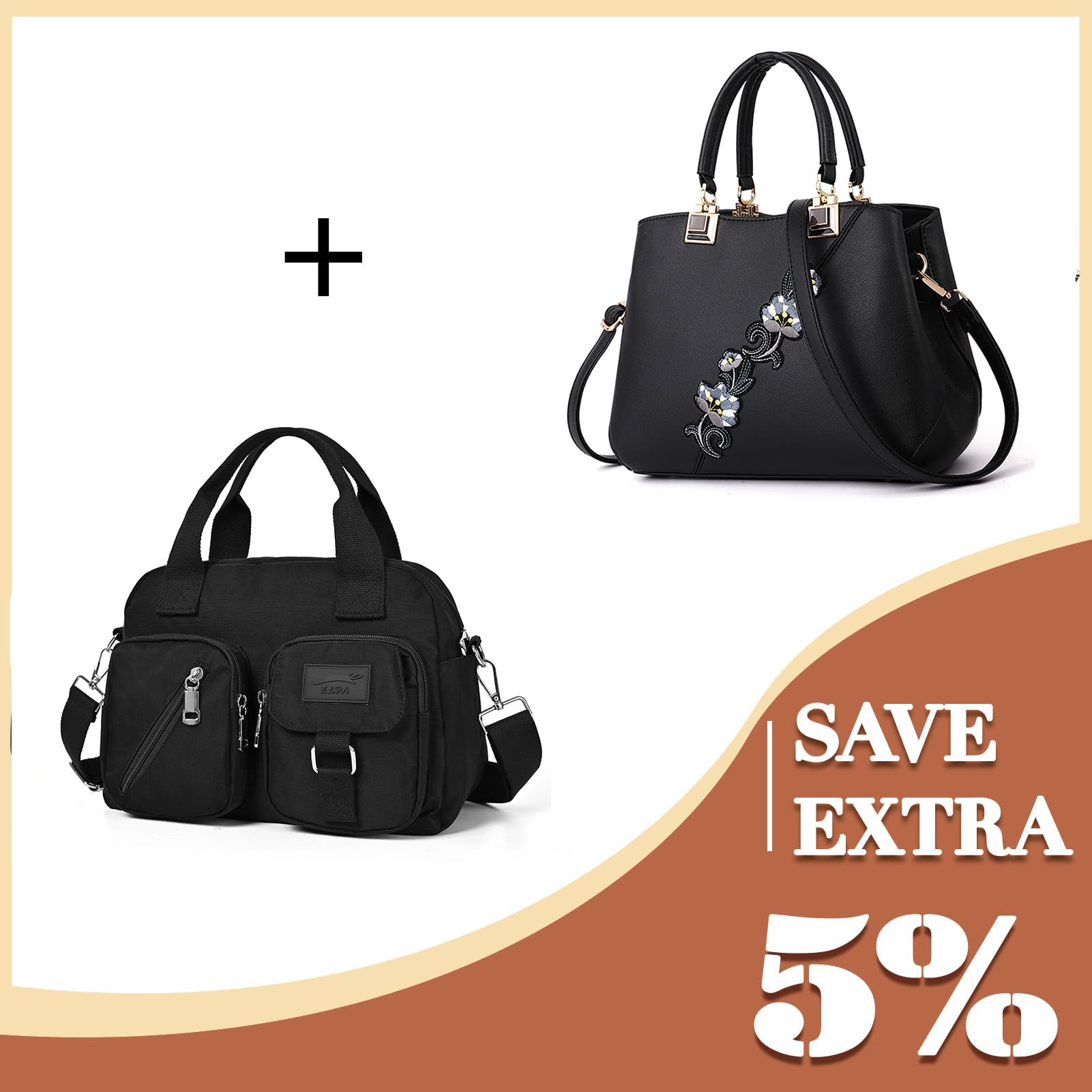 ELDA Women's Genuine Leather Top Handle Satchel Shoulder Bag - Stylish Tote Purse & Messenger Bag for Work, Travel & Everyday Use