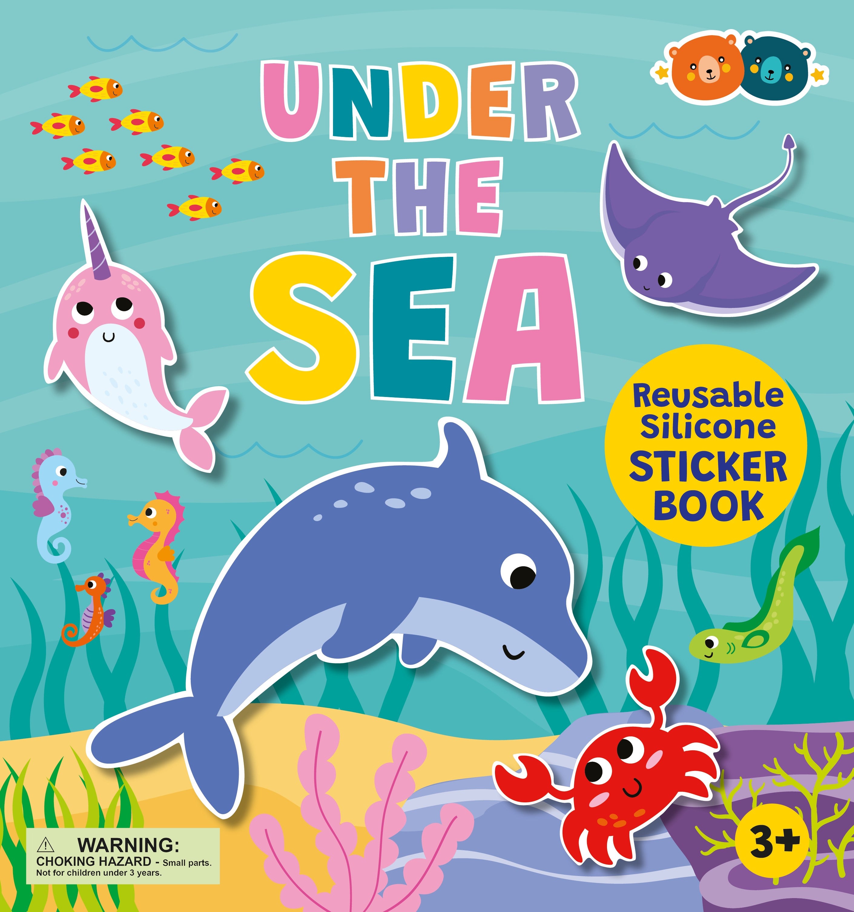 Under the Sea Reusable Silicone Sticker Book for Kids - Ocean Animal Stickers for Water Bottles, Laptops & Scrapbooking - Fun Educational Activity for Toddlers & Preschoolers