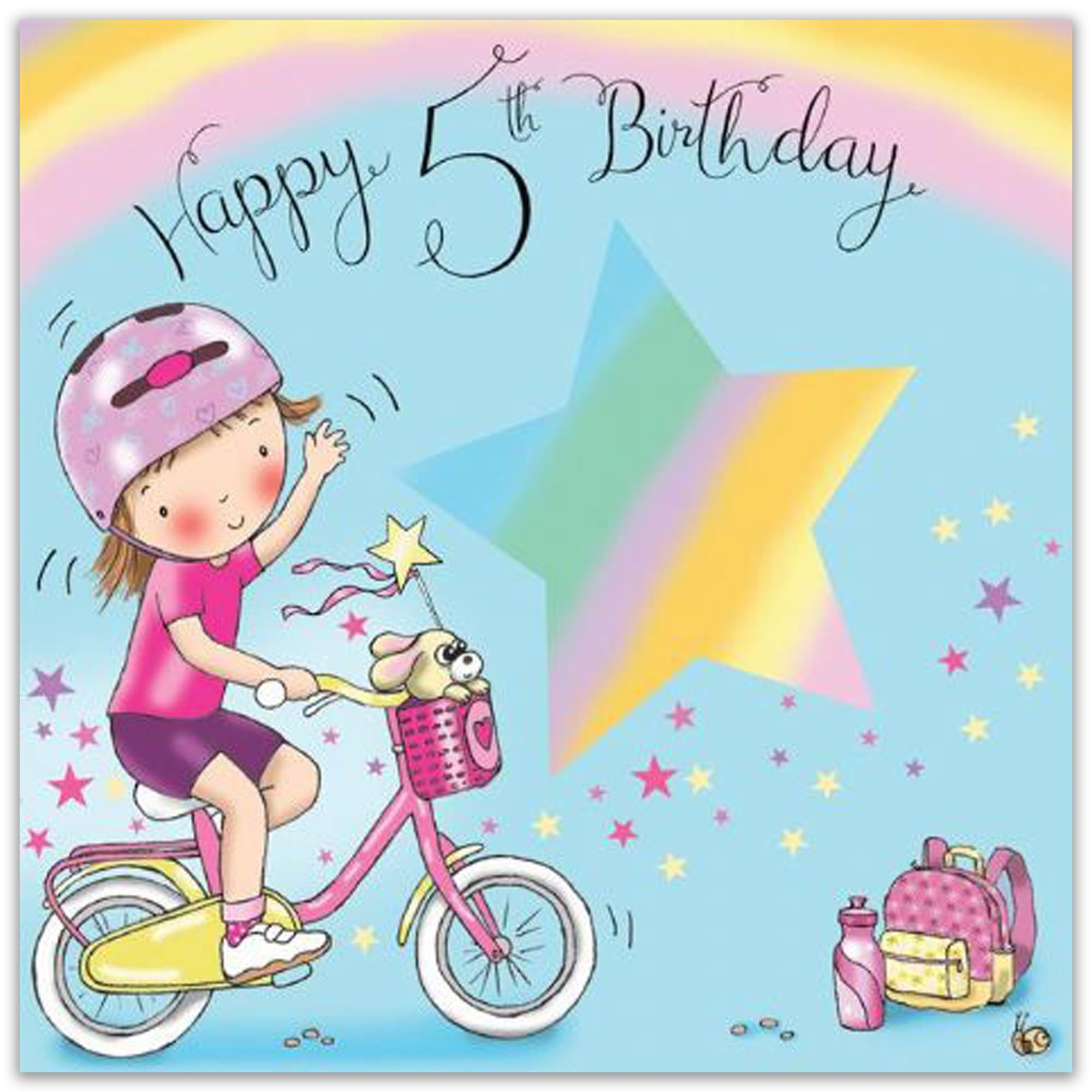 Twizler 5th Birthday Card for Girls - Cute Bicycle Design Age 5 Greeting Card - Perfect 5th Birthday Gift for Girls - Kids Birthday Card - Happy Birthday Wishes - Ideal for Birthday Parties & Special Celebrations