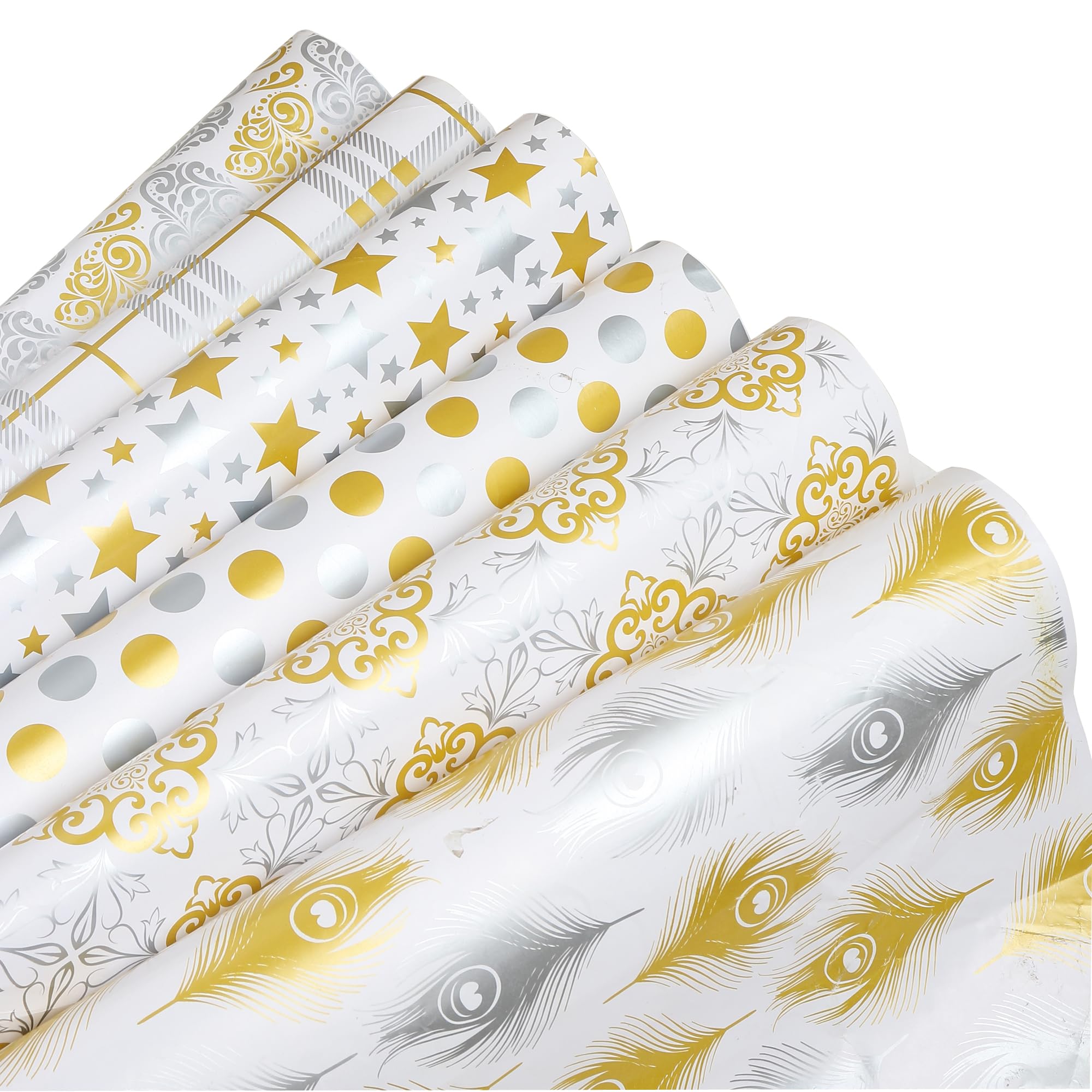 Premium OFIXO Gift Wrapping Paper Roll - 6 Multicolor Design Sheets for Birthday, Christmas & Party Presents - High-Quality Gift Wrap Paper for All Occasions