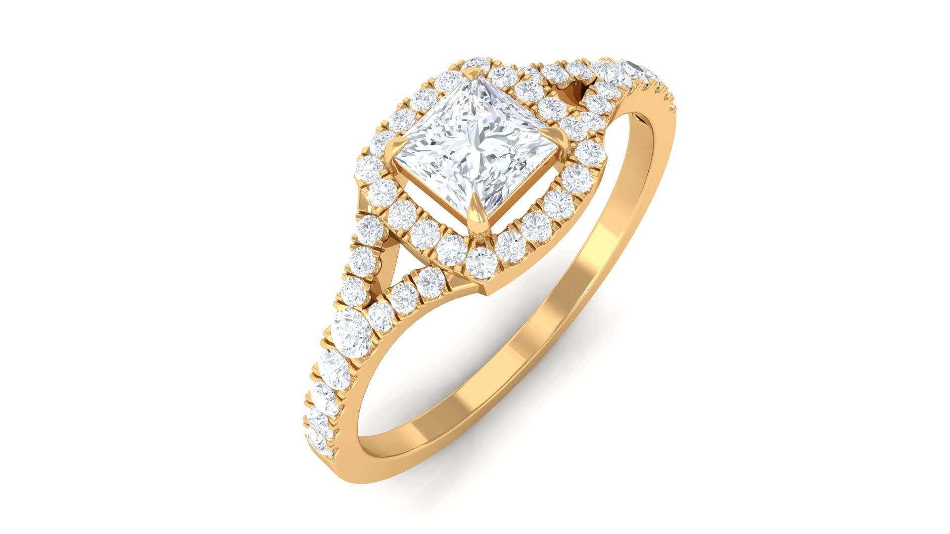 1 CT Princess Cut Diamond Engagement Ring for Women - 14K Solid Gold Split Shank Designer Ring | Proposal, Wedding, Anniversary Gift Idea